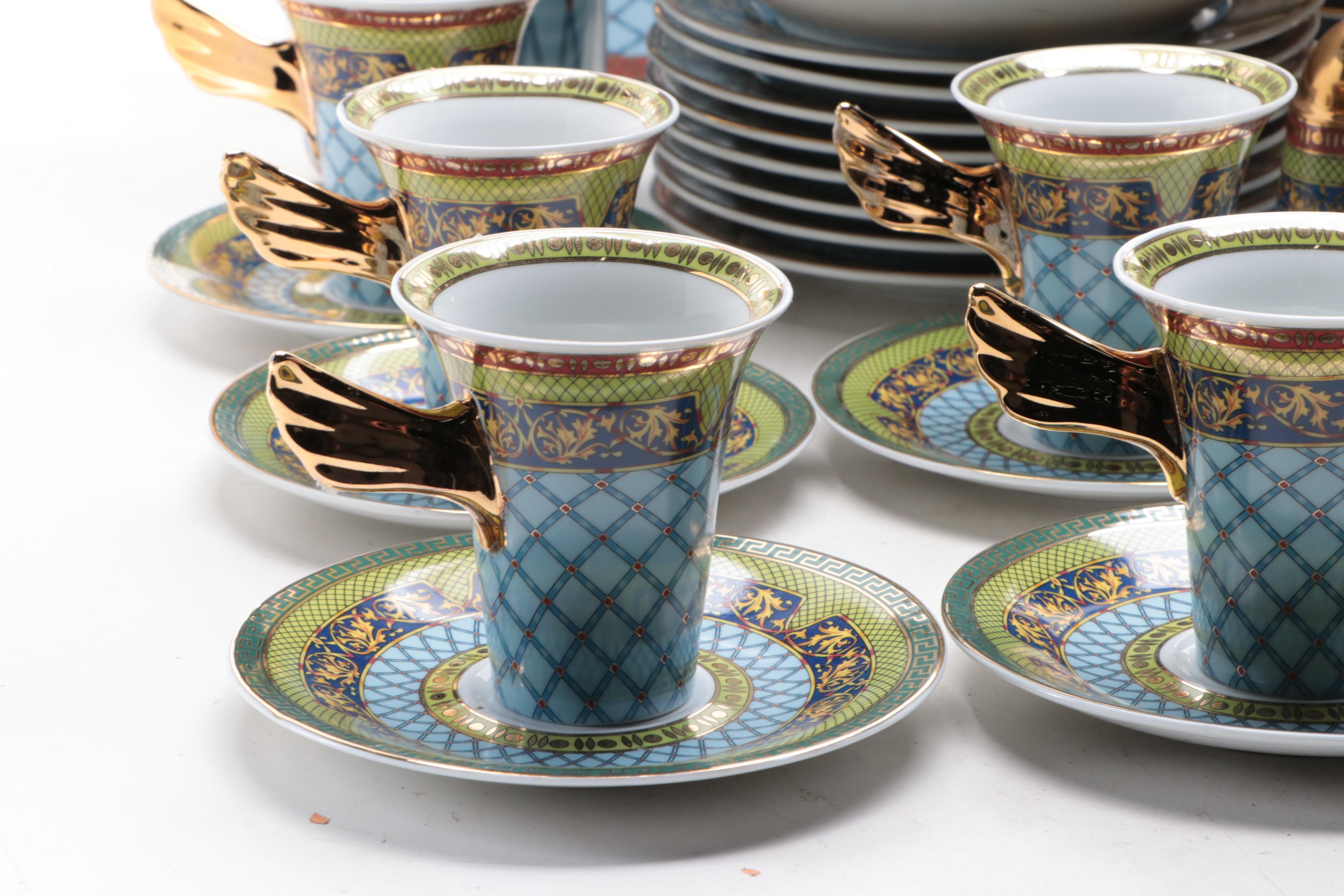 Rosenthal Porcelain Versace "Russian Dream" Coffee Set and Dinnerware
