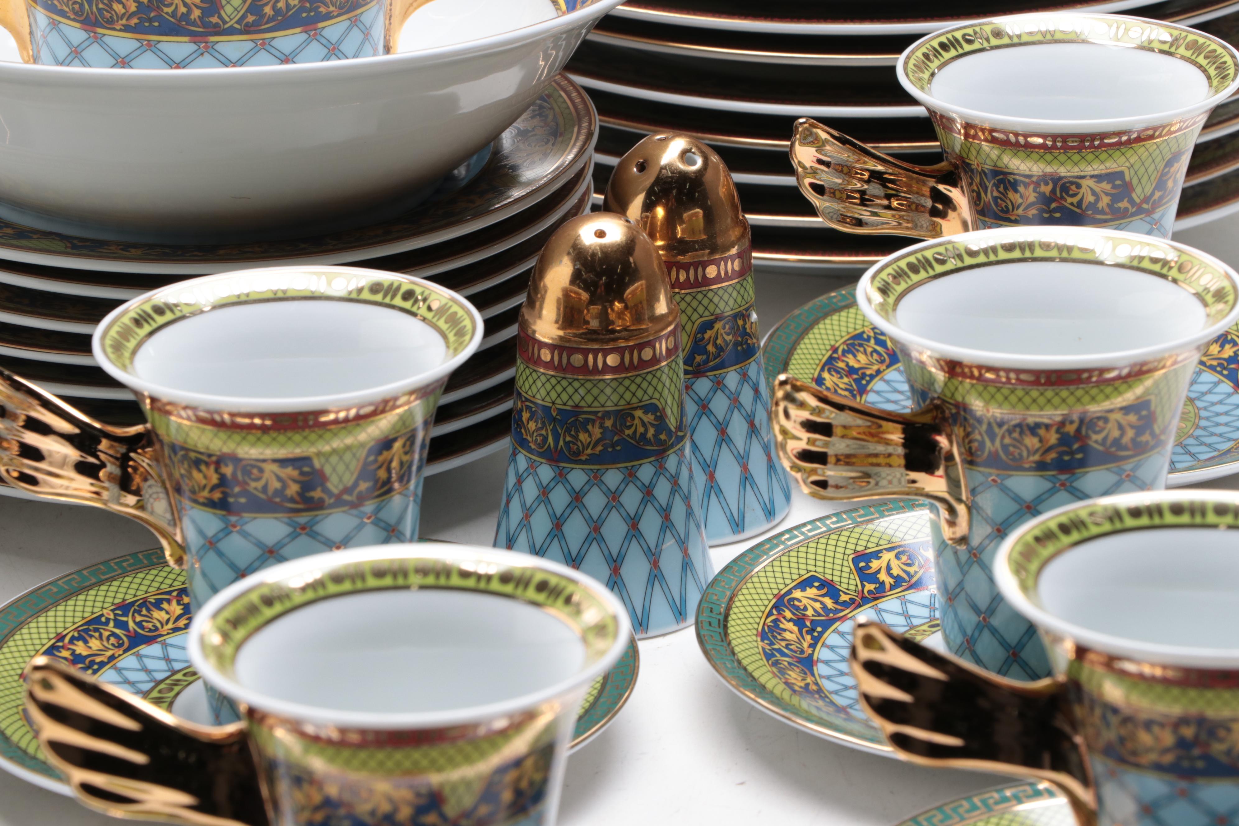 Rosenthal Porcelain Versace "Russian Dream" Coffee Set and Dinnerware