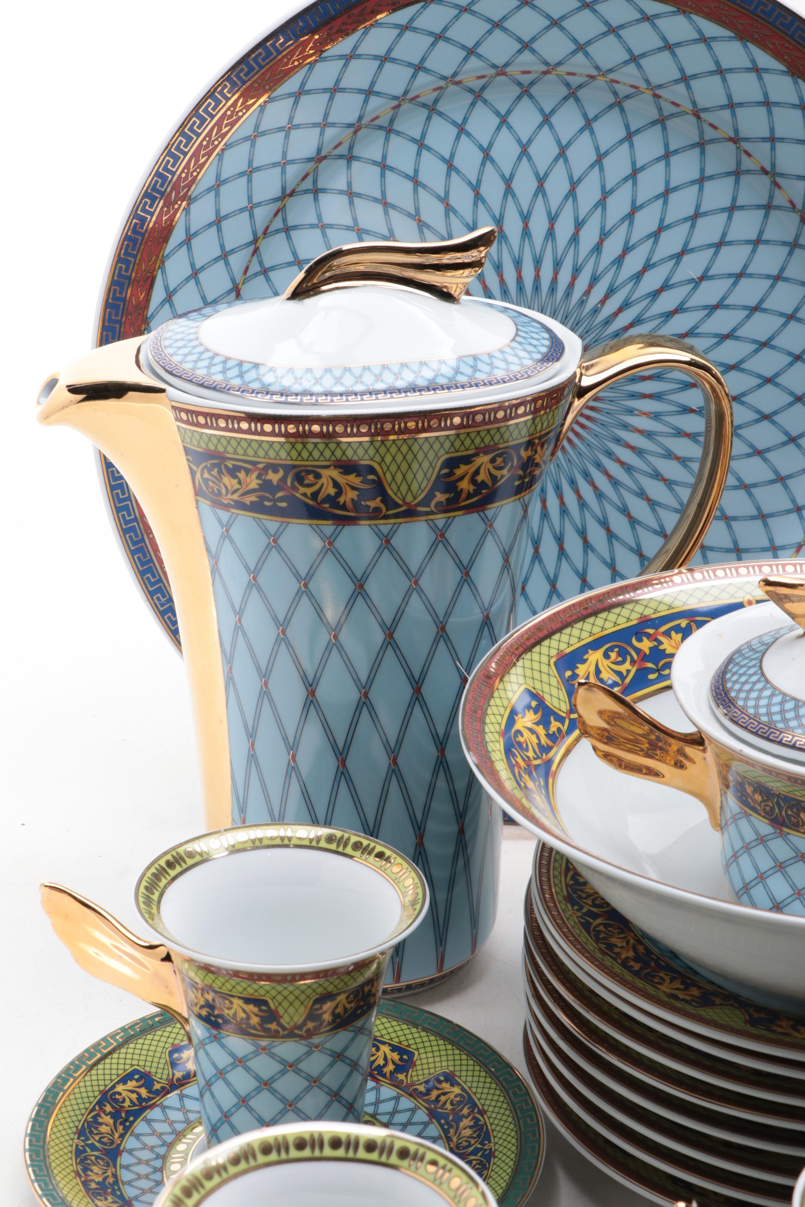 Rosenthal Porcelain Versace "Russian Dream" Coffee Set and Dinnerware