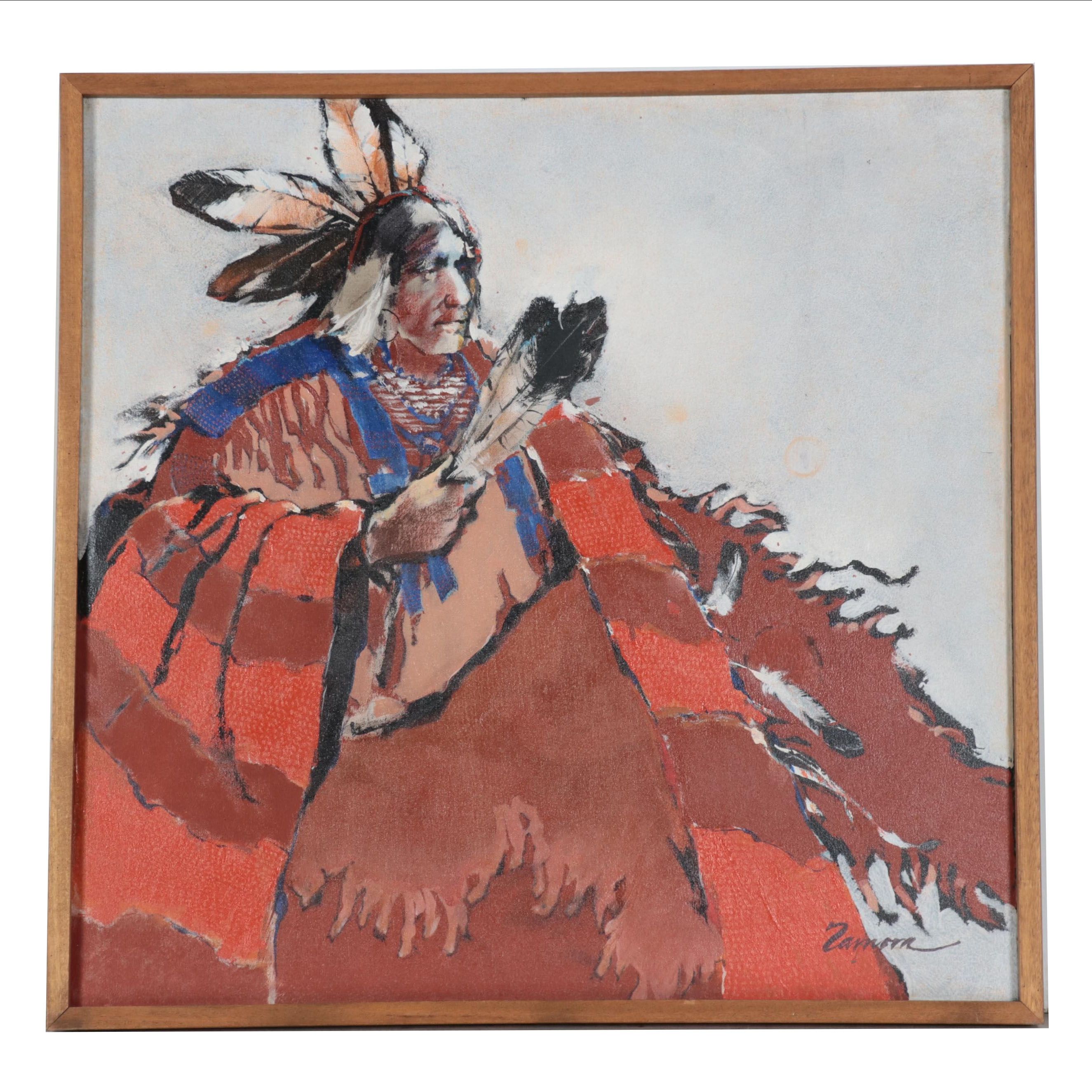 Frank Zamora Oil Painting "Proud Indian"