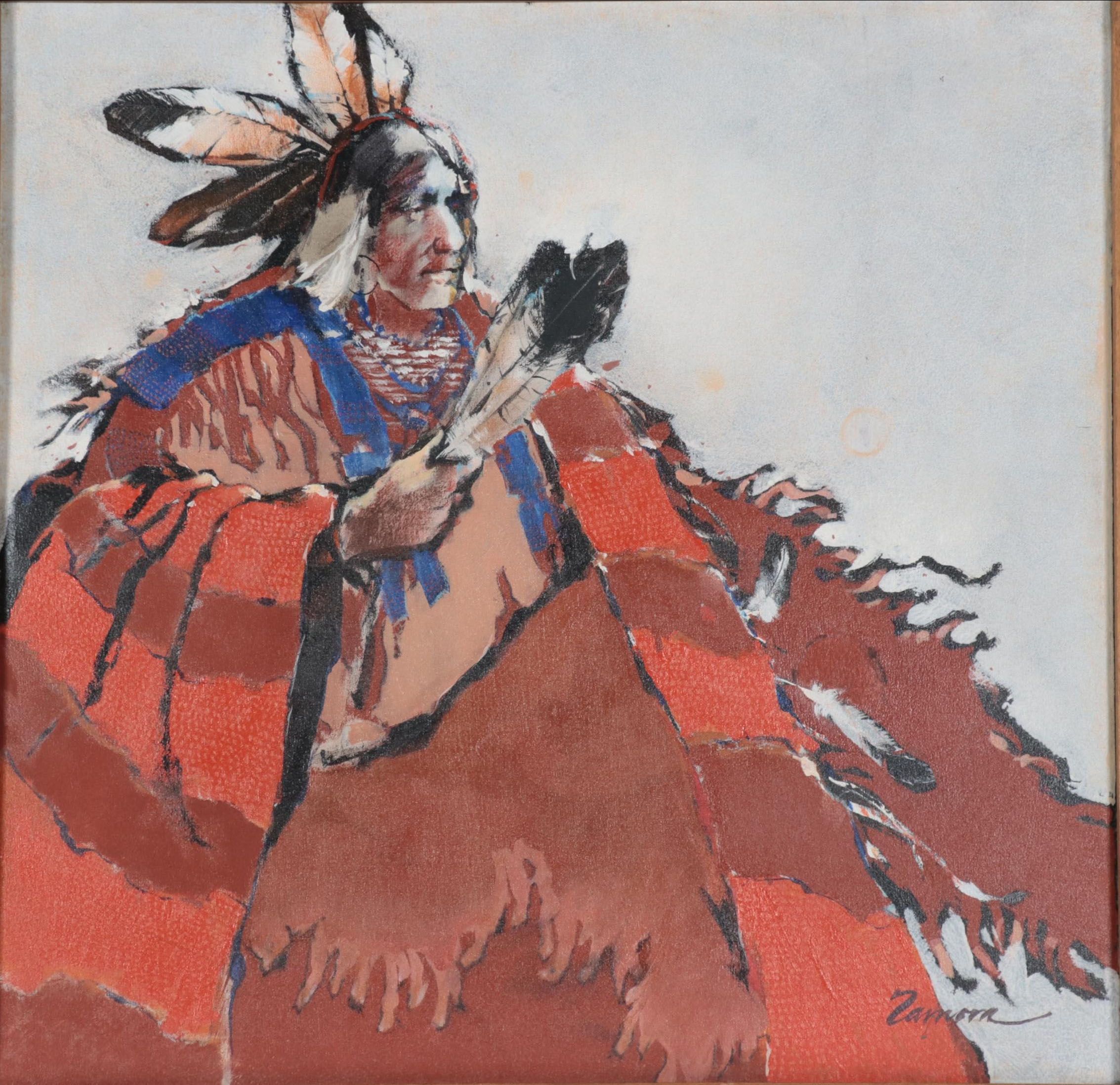 Frank Zamora Oil Painting "Proud Indian"