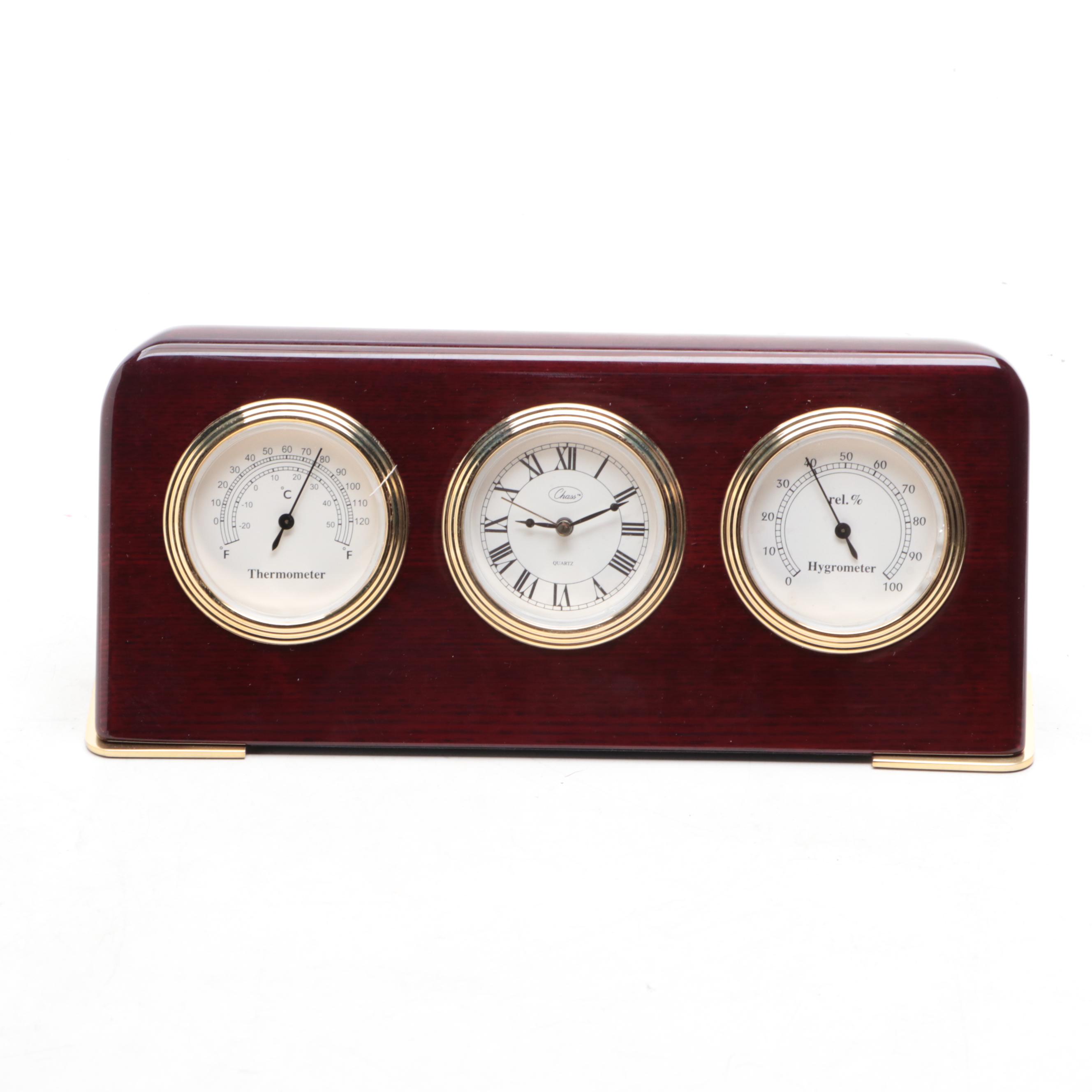 Chass Thermometer, Clock and Hygrometer with German Barometer Combination