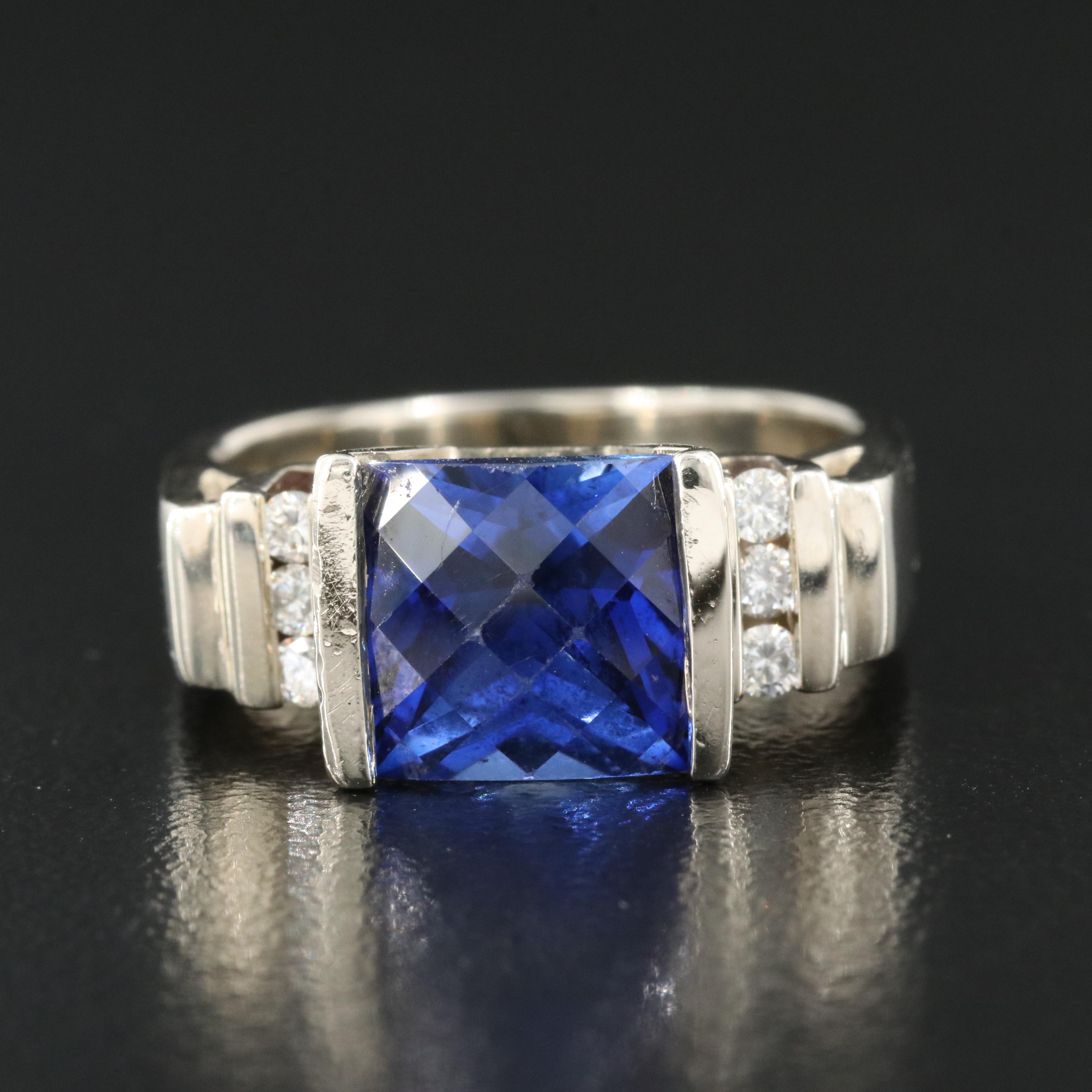 14K Sapphire and Diamond Channel Set Ring