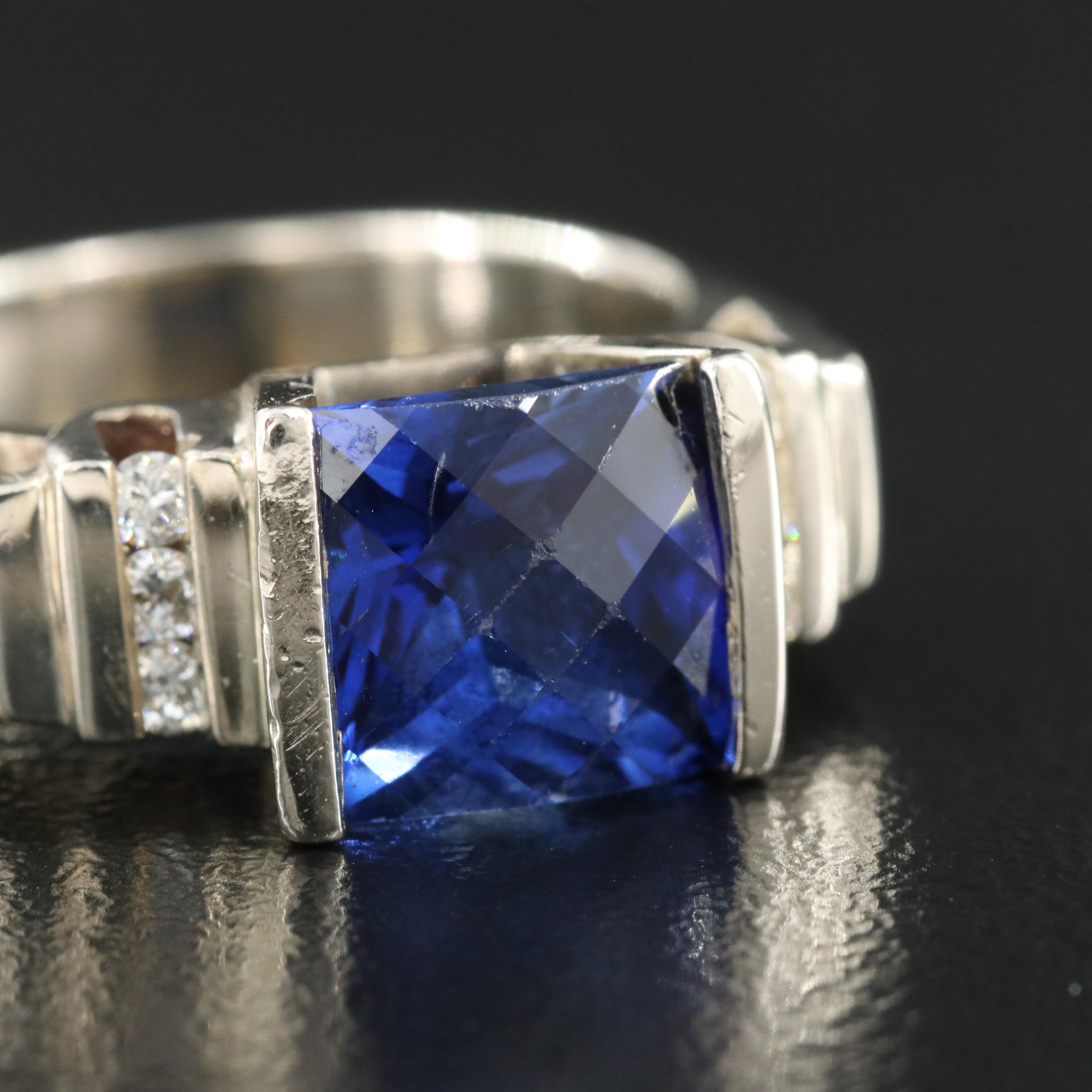 14K Sapphire and Diamond Channel Set Ring