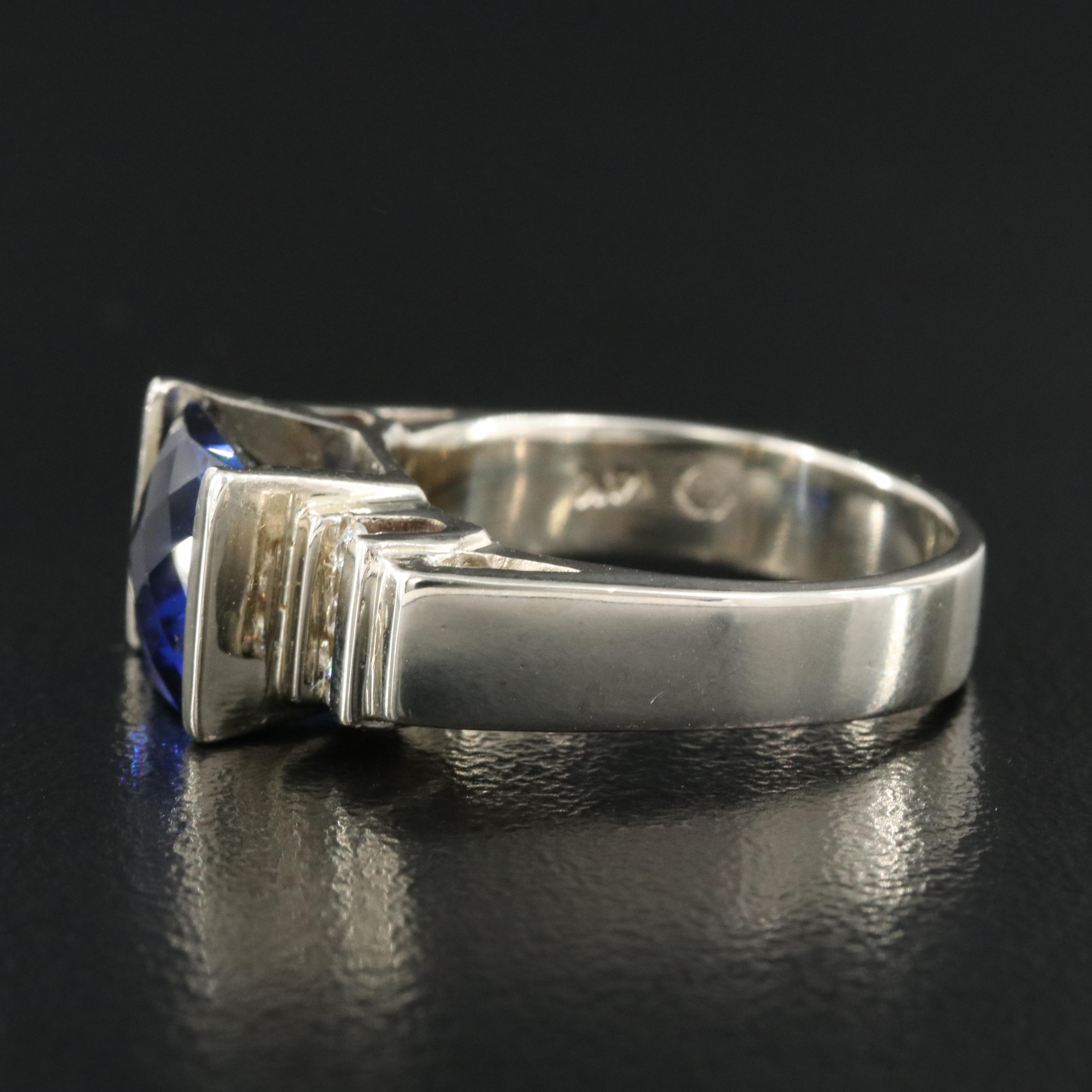 14K Sapphire and Diamond Channel Set Ring
