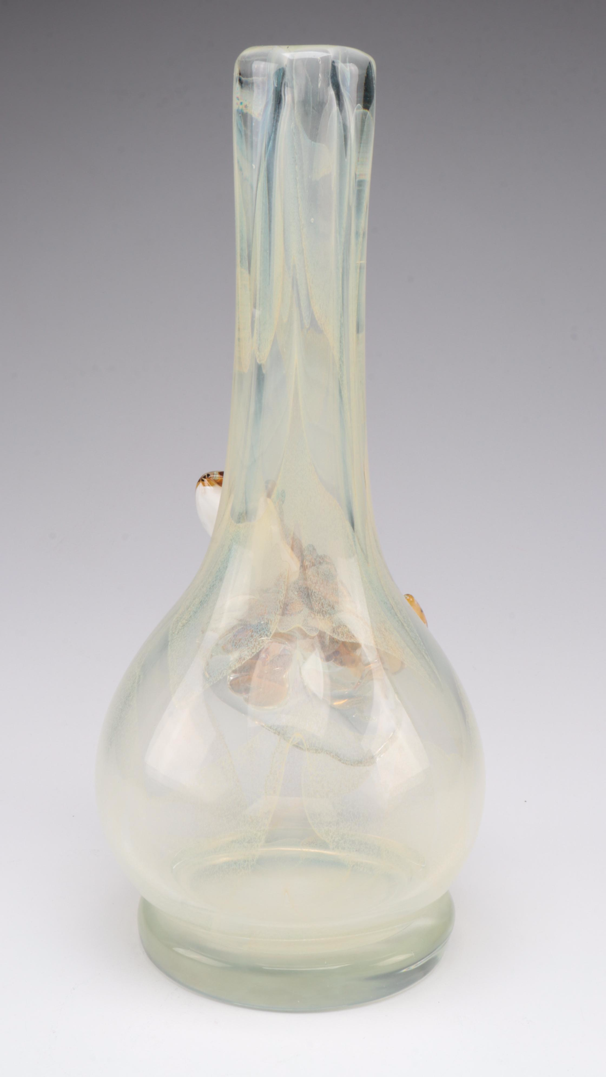 Handmade Art Glass Vase With Applied Salamander Ebth