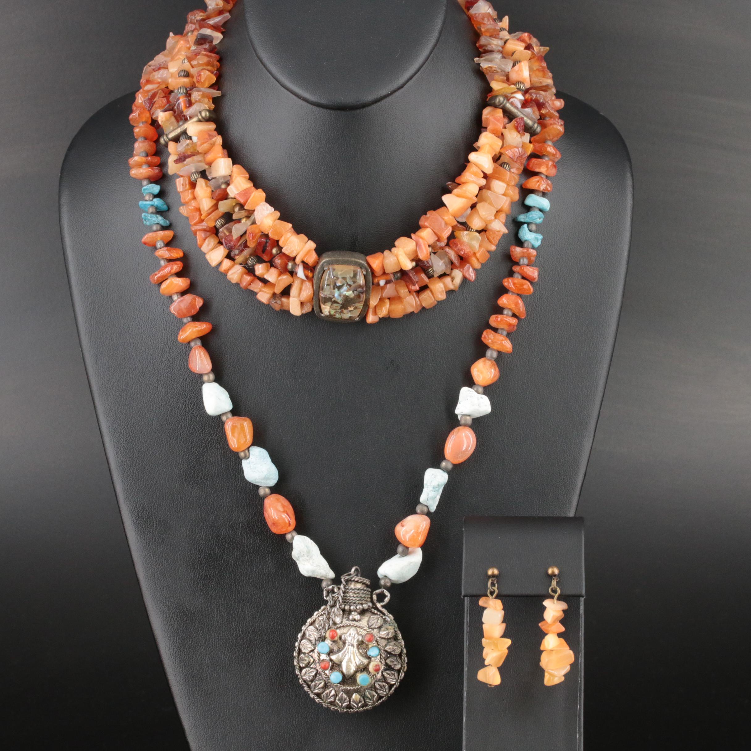 Tibetan Snuff Bottle Necklace Featured with Gemstone Jewelry