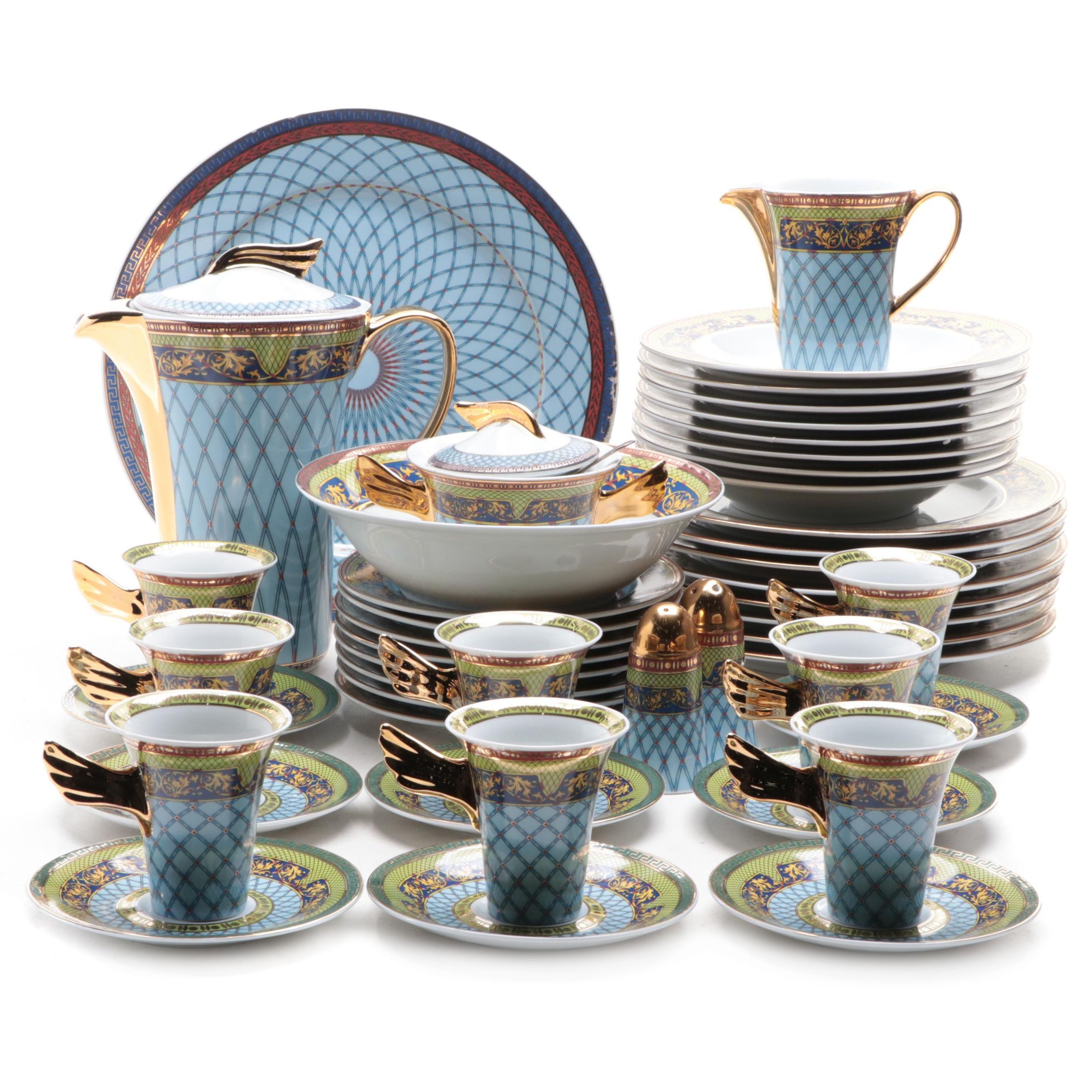 Rosenthal Porcelain Versace "Russian Dream" Coffee Set and Dinnerware