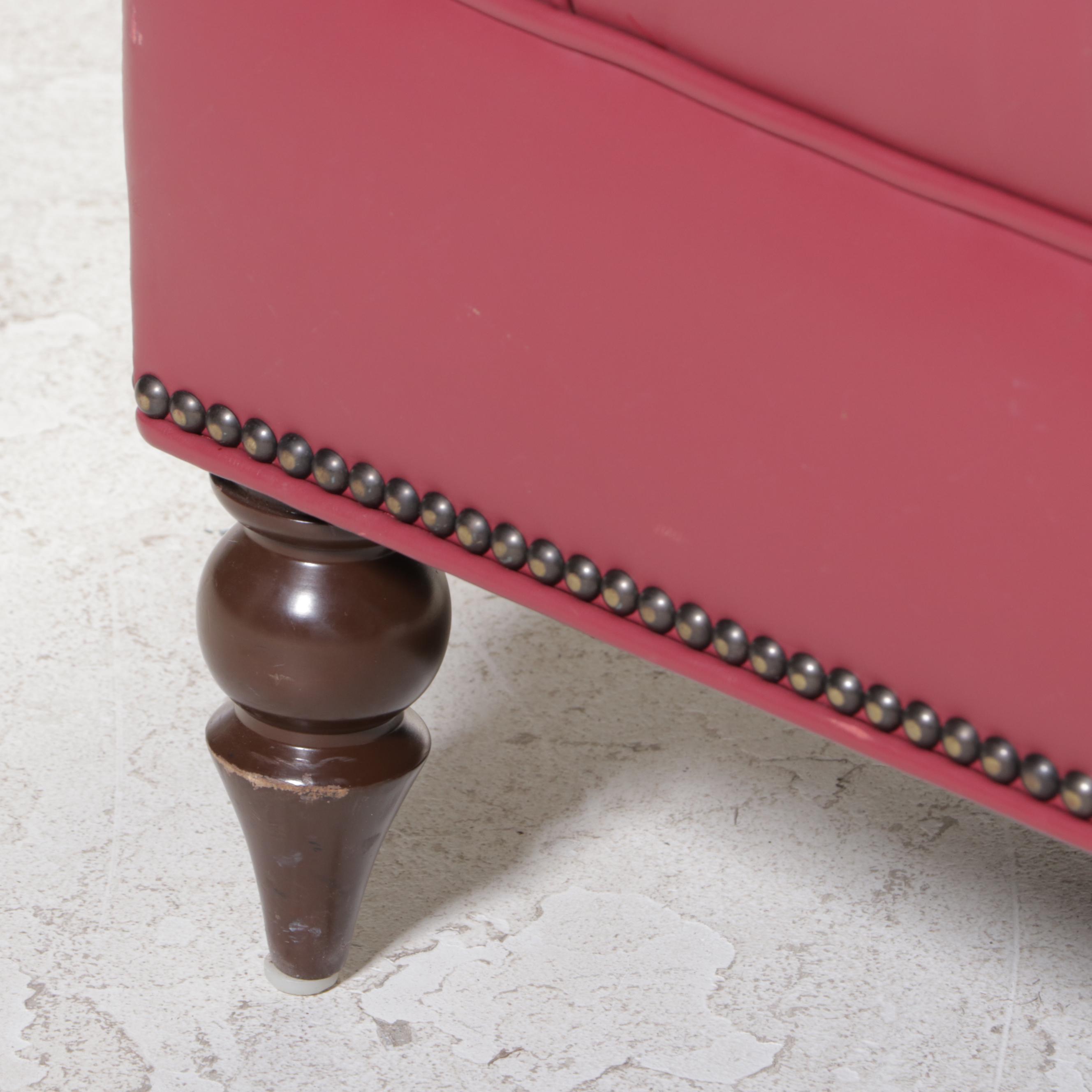 Stewart Furniture Design Button-Tufted Leather Cocktail Ottoman with Nailheads