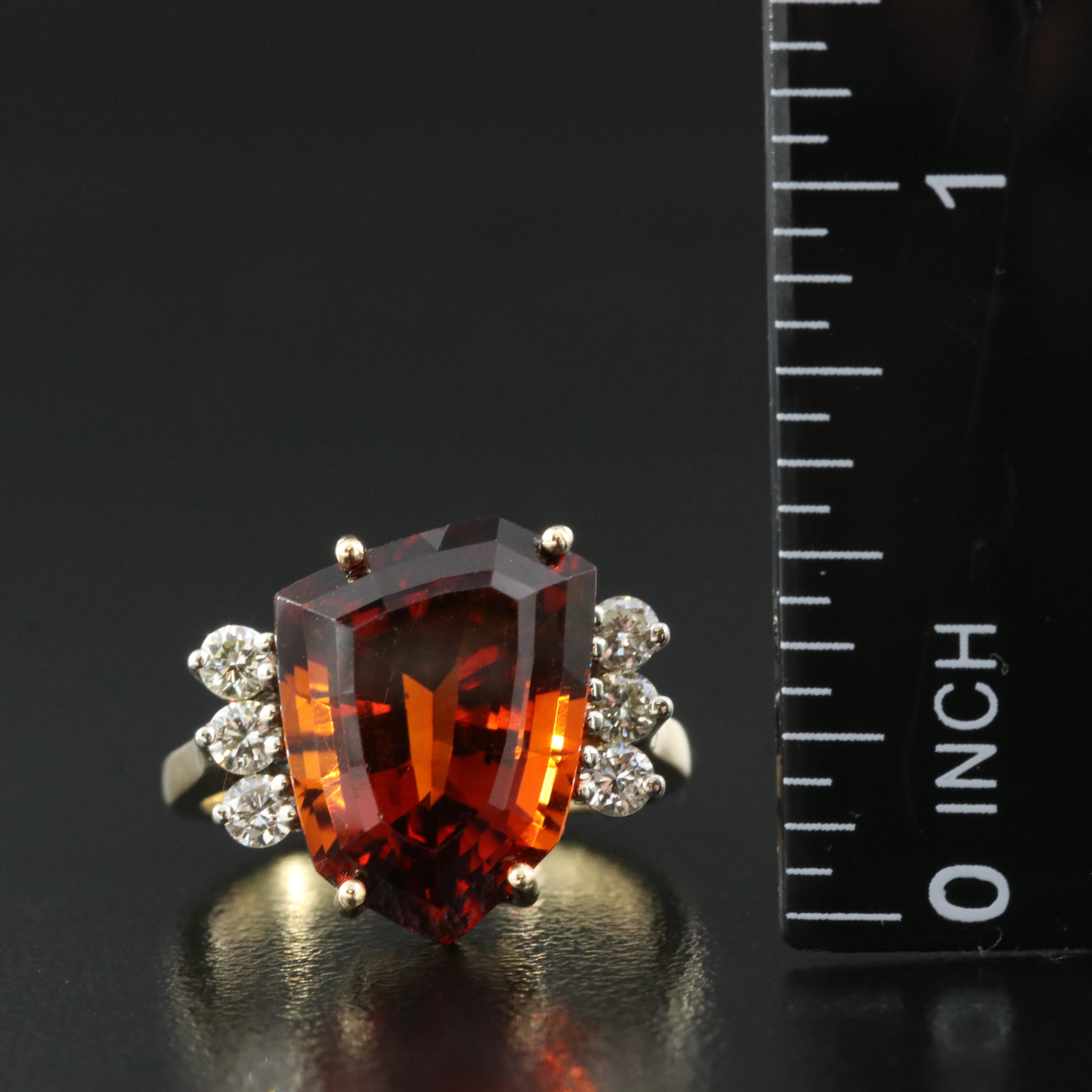 18K Citrine and Diamond Shield Ring