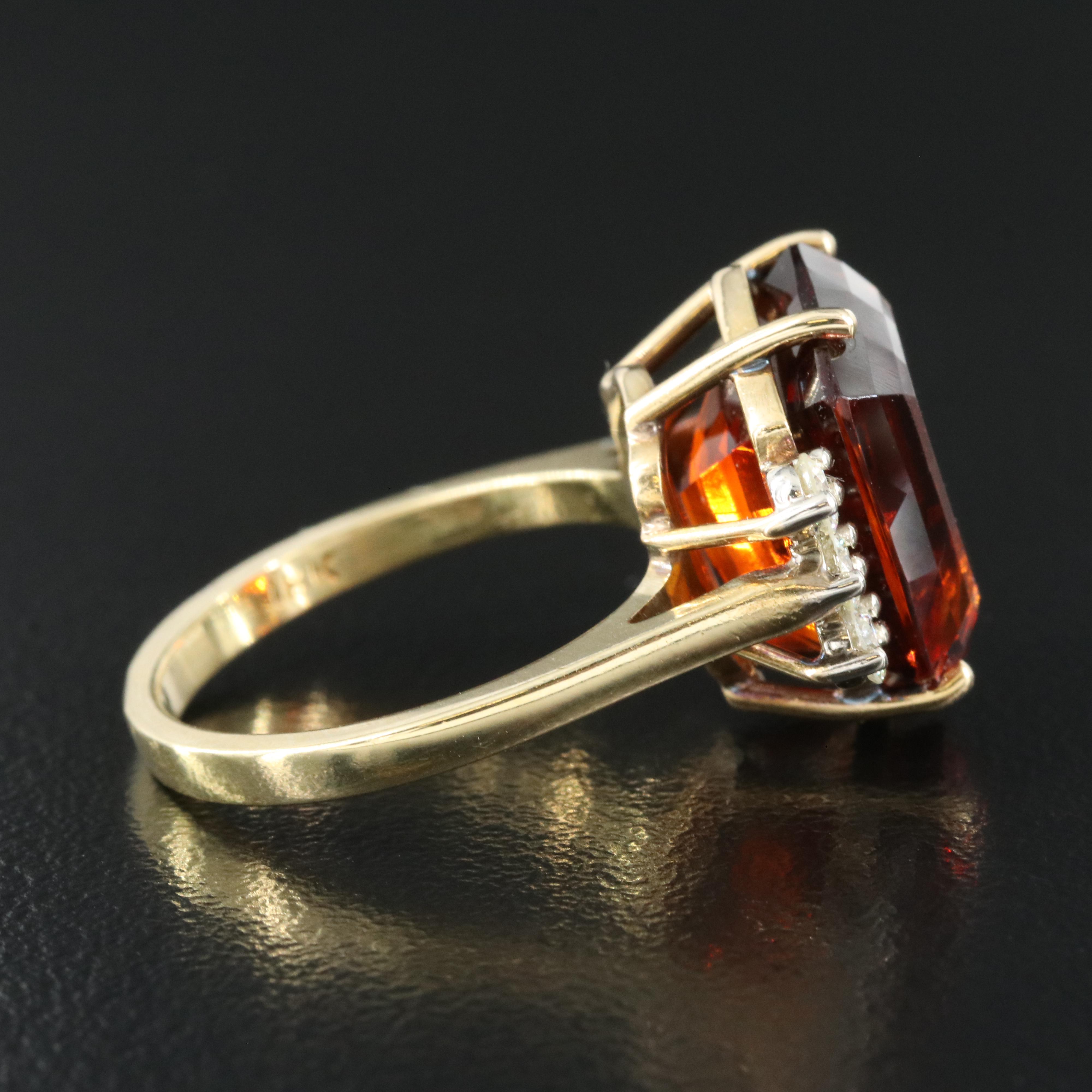 18K Citrine and Diamond Shield Ring