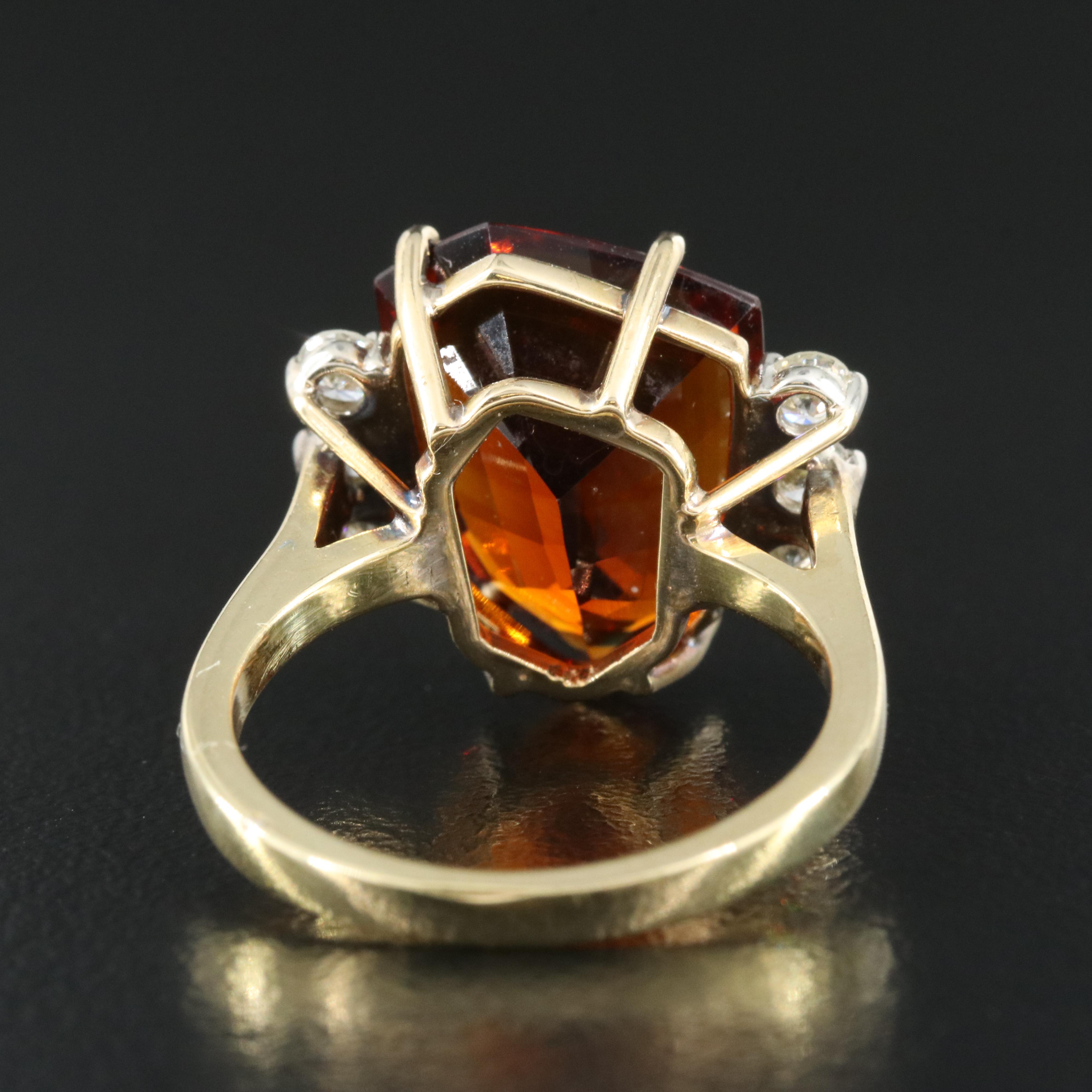 18K Citrine and Diamond Shield Ring
