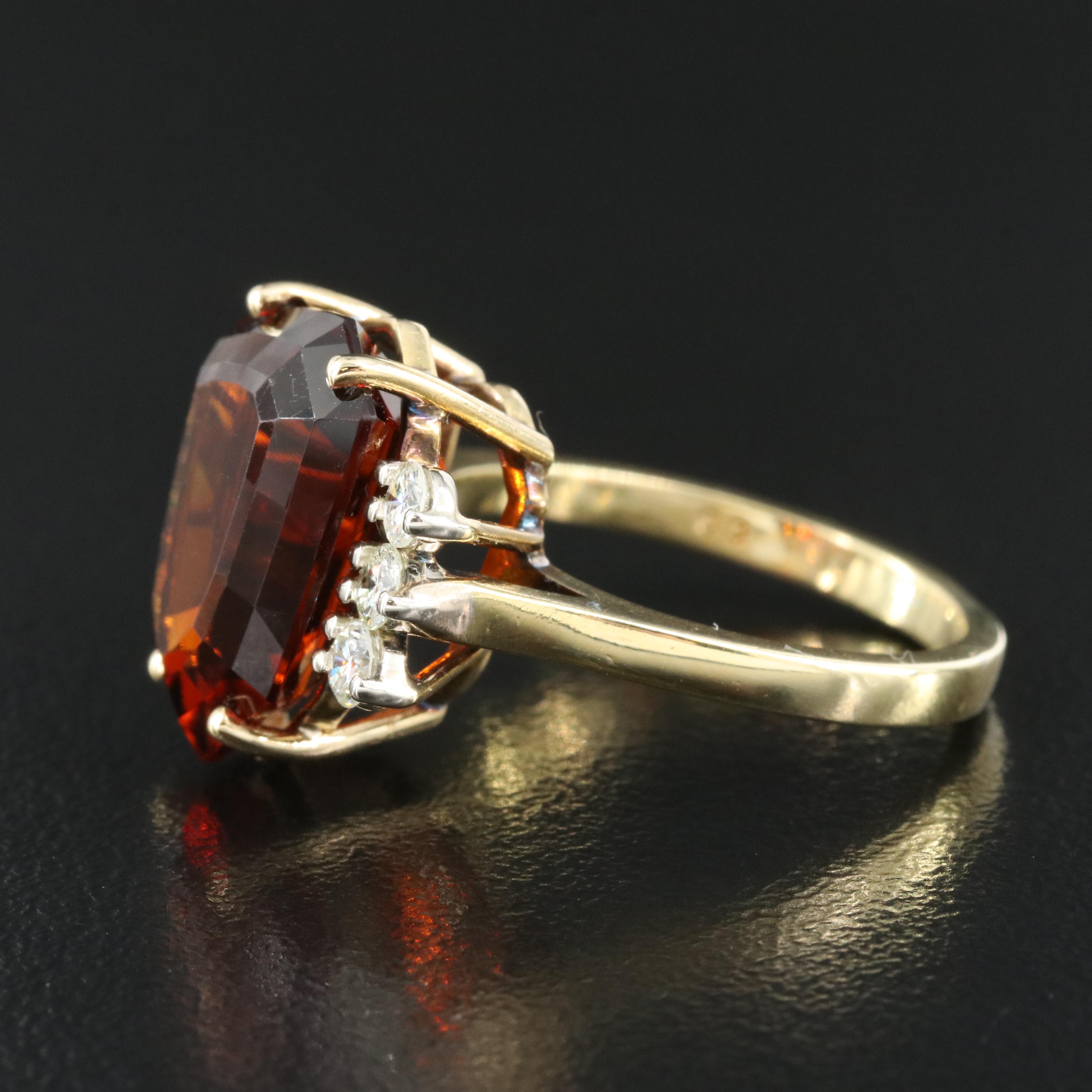 18K Citrine and Diamond Shield Ring