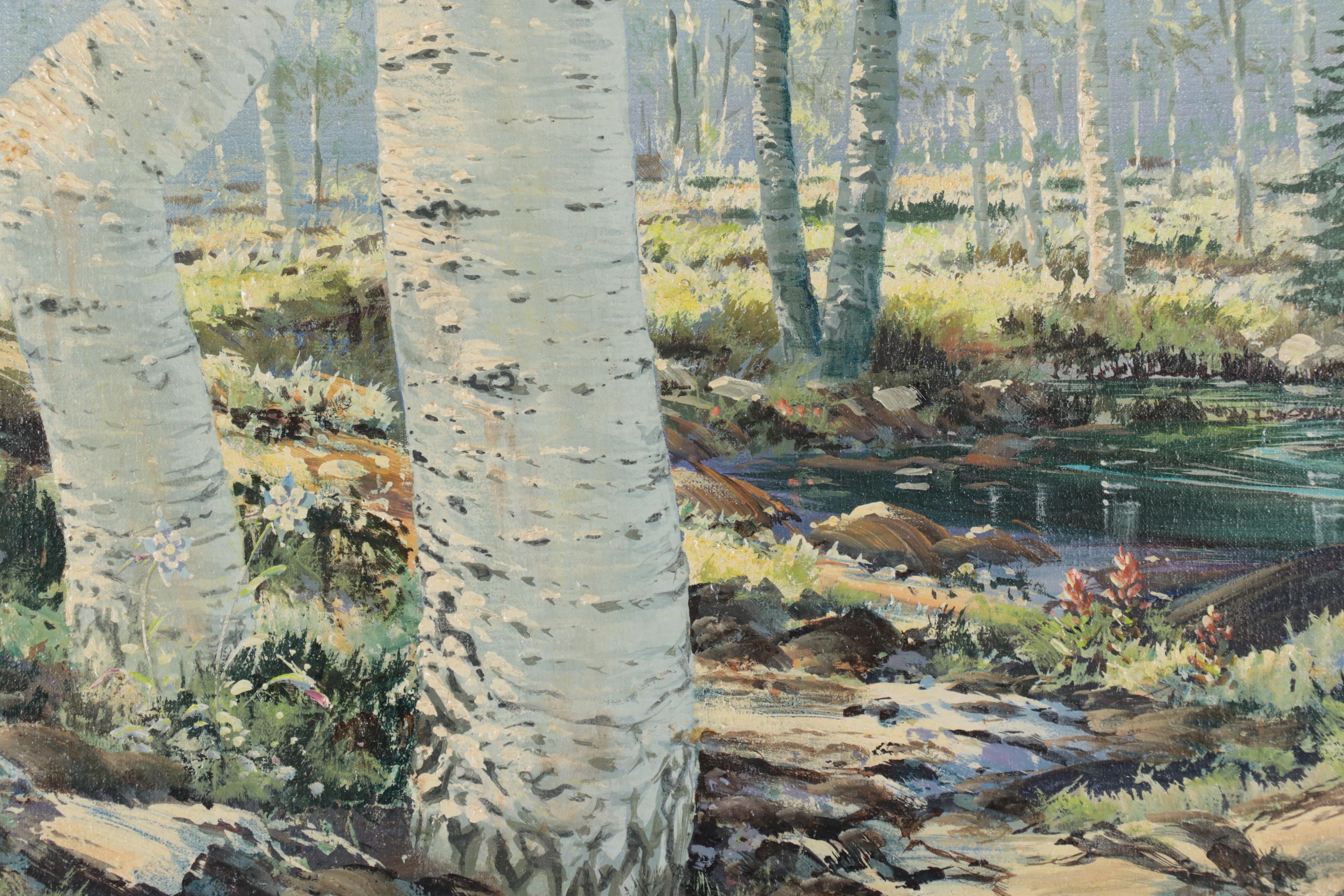 Richard Ellis Wagner "Summer Forest Pond" Woodland Landscape Acrylic Painting