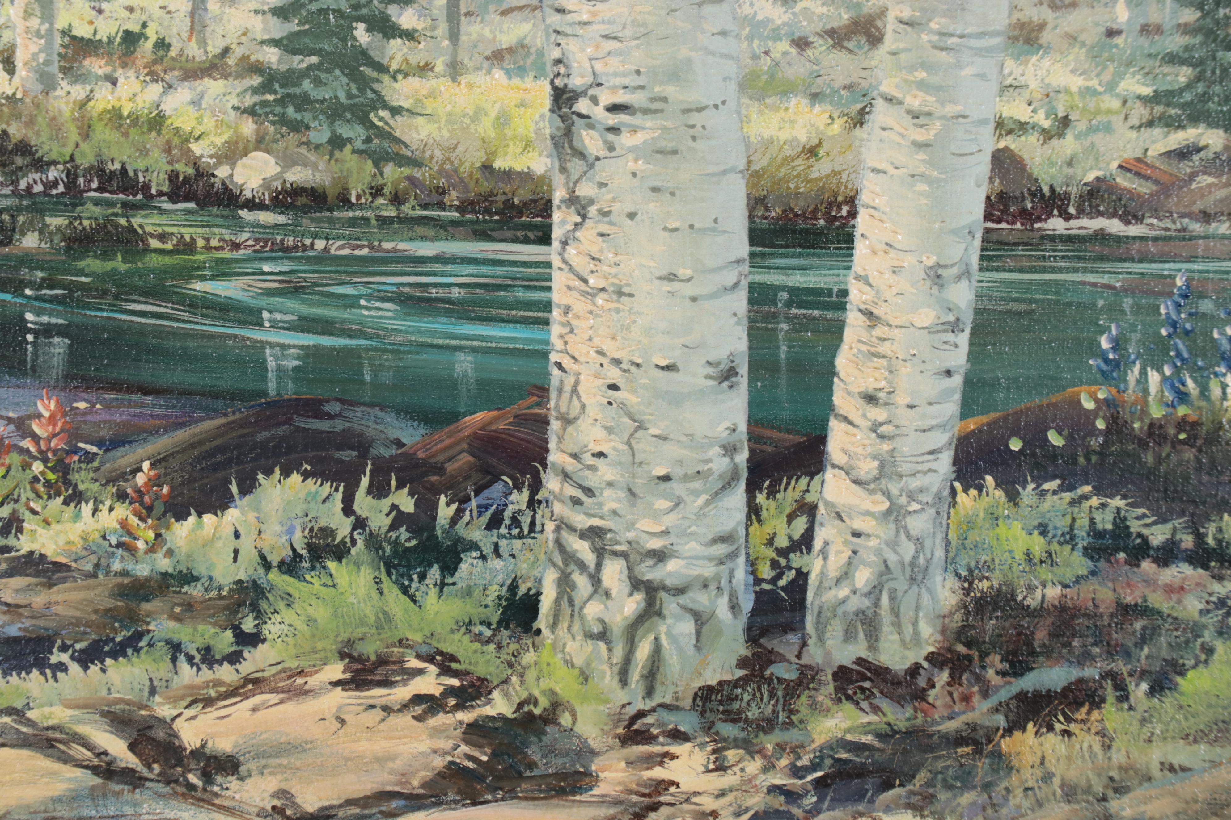 Richard Ellis Wagner "Summer Forest Pond" Woodland Landscape Acrylic Painting