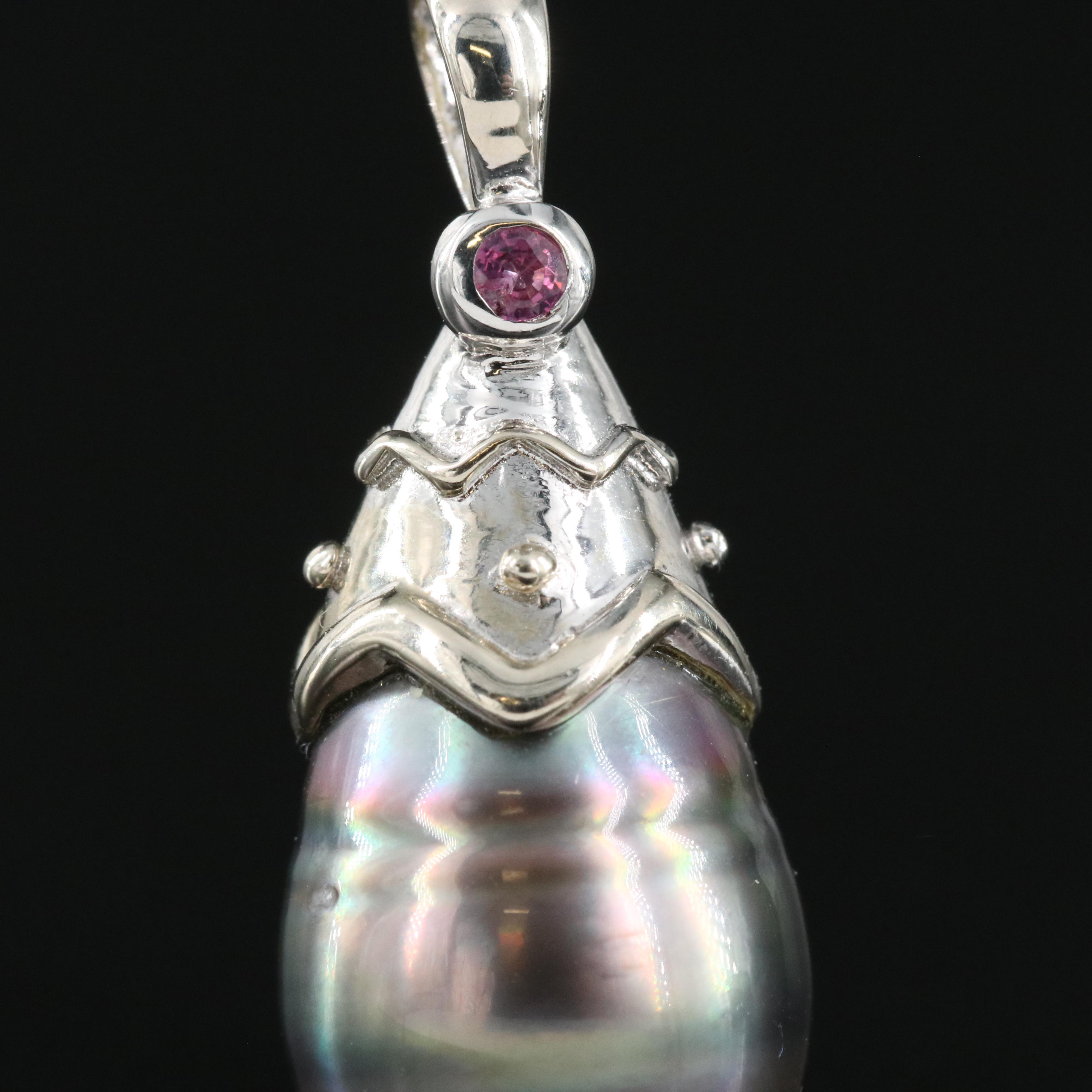 14K Pearl and Ruby Pendant