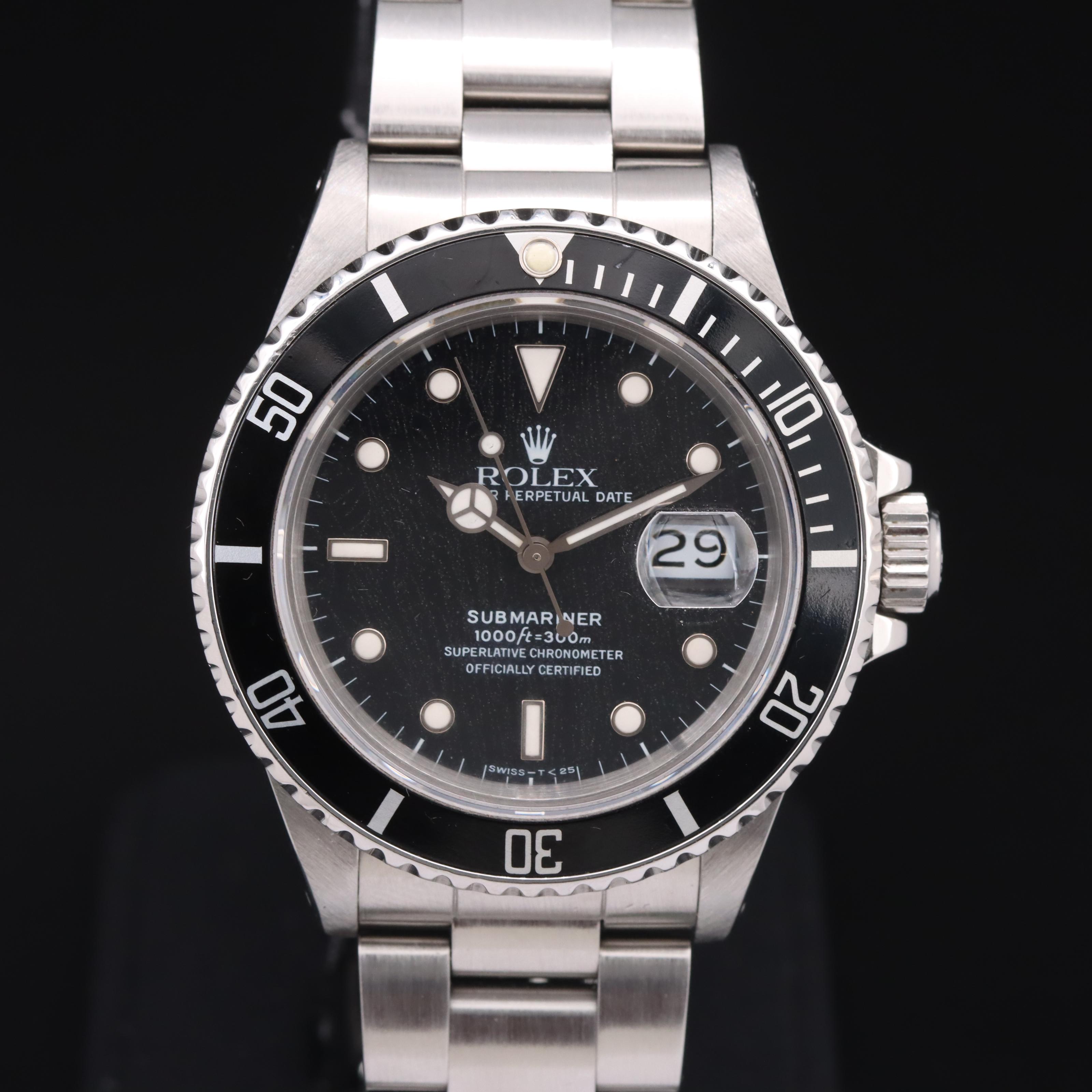 Rolex Submariner Date Vintage 168000 Steel Black Dial Automatic Watch