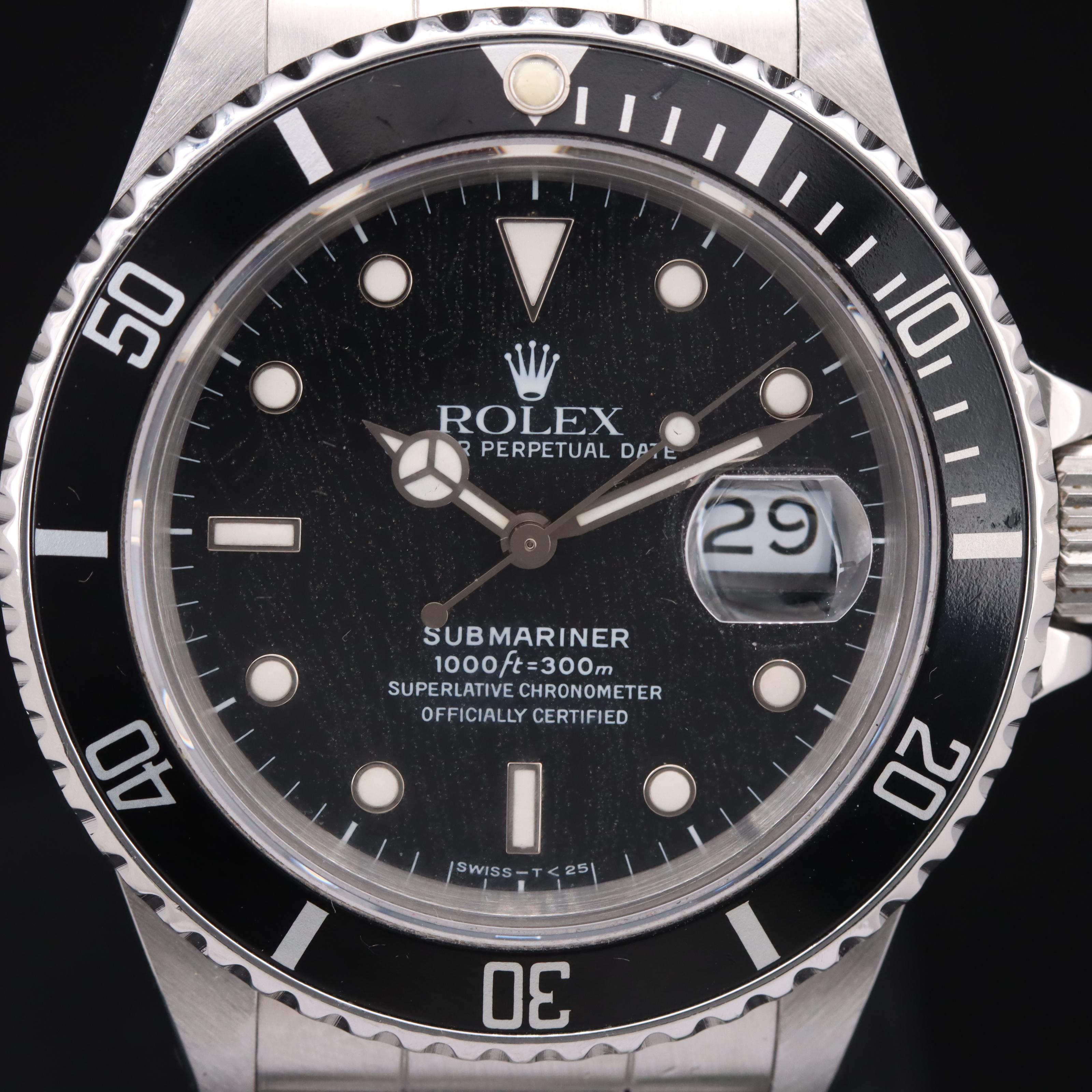 Rolex Submariner Date Vintage 168000 Steel Black Dial Automatic Watch