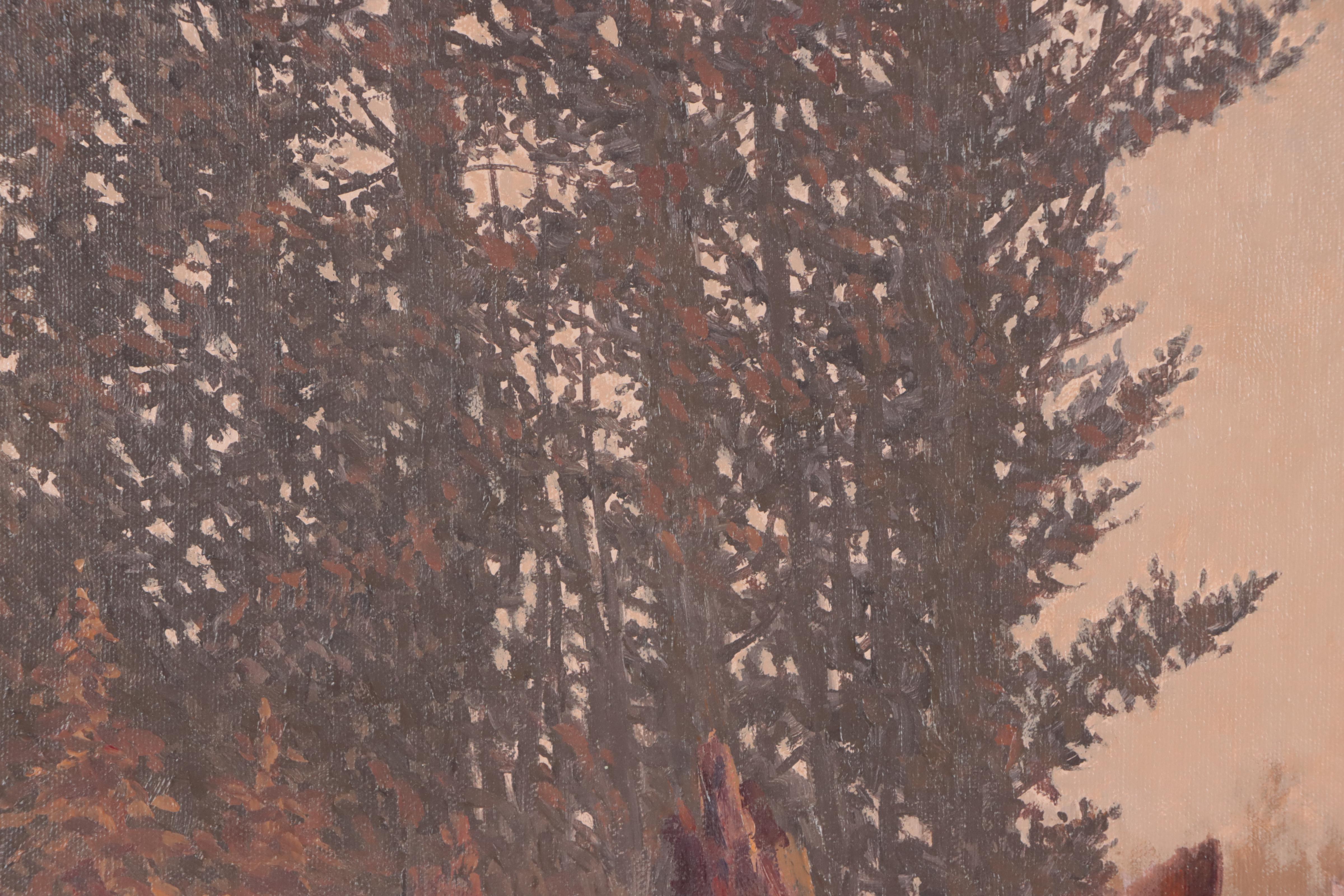 George Wise Oil Painting of Moose in Landscape, 1985