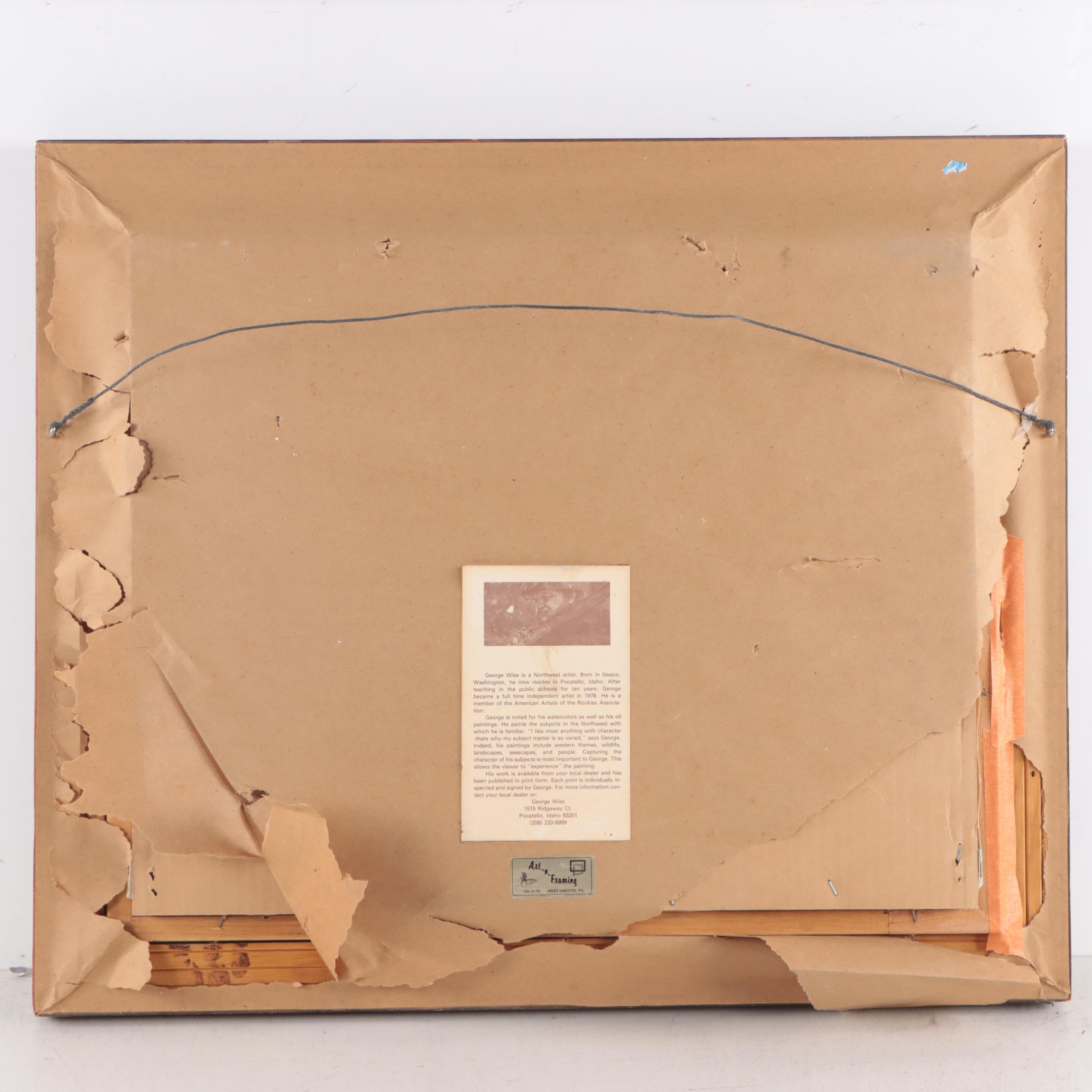 George Wise Oil Painting of Moose in Landscape, 1985