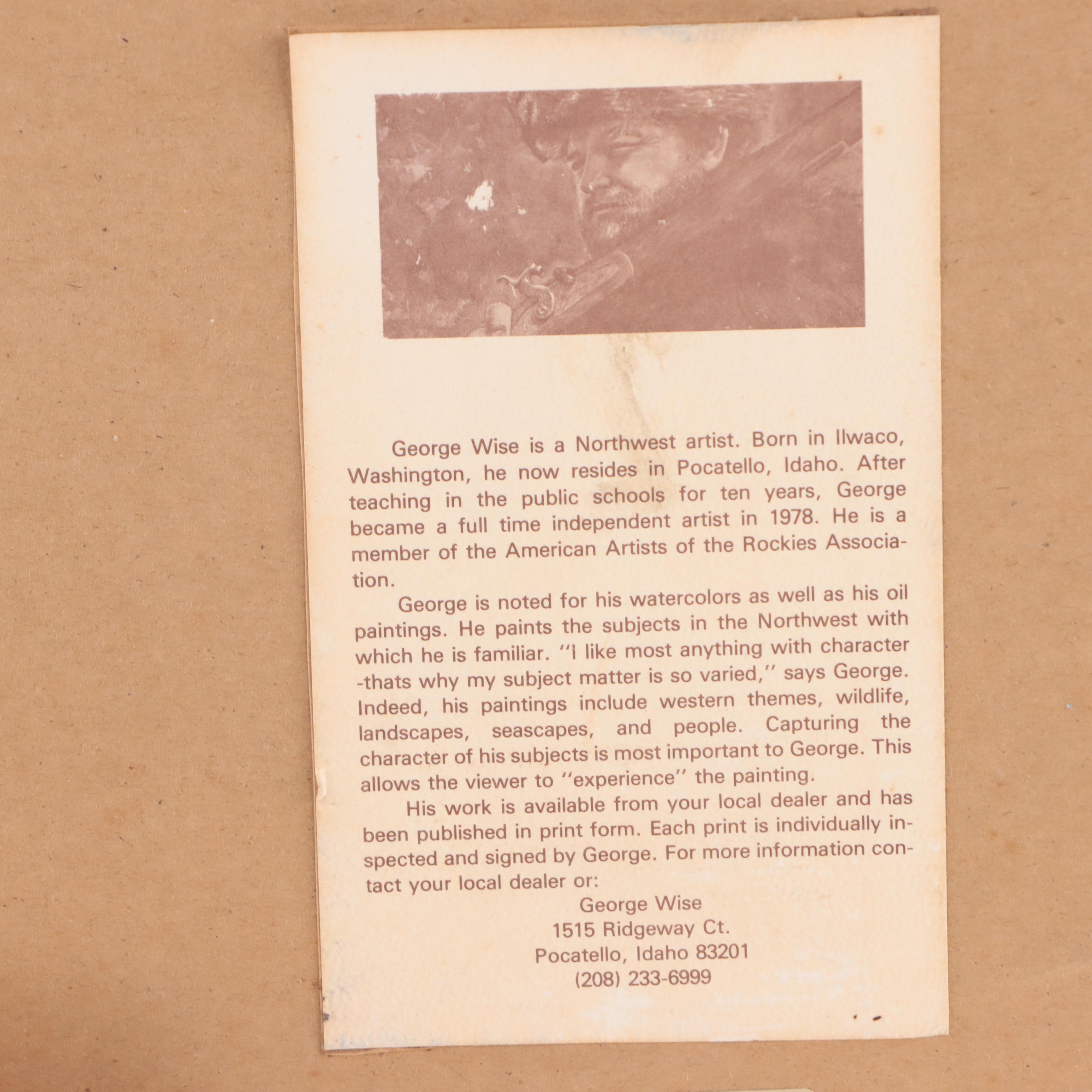 George Wise Oil Painting of Moose in Landscape, 1985