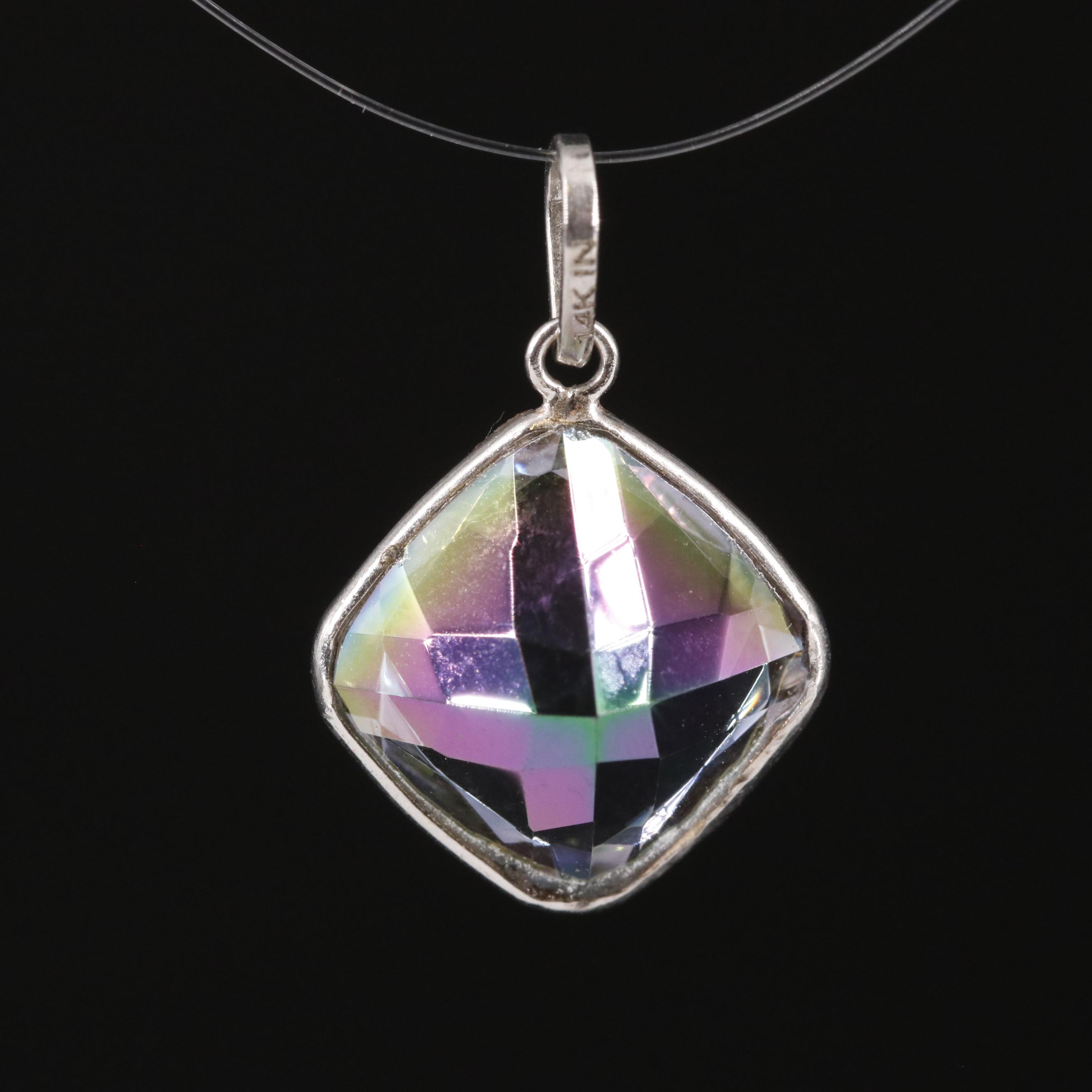14K Mystic Quartz Pendant