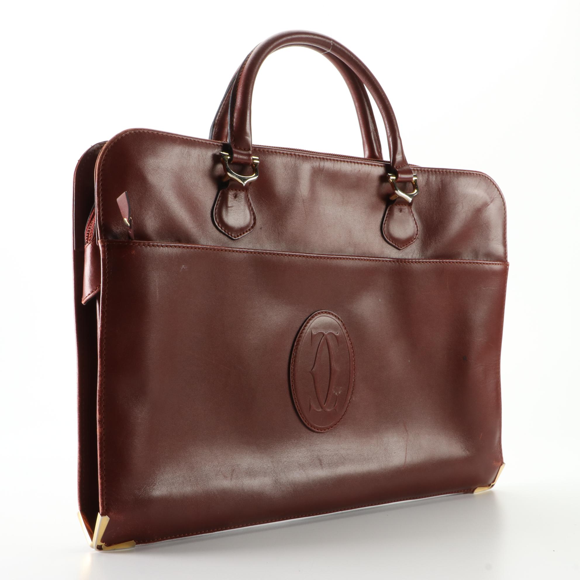 Cartier Must de Cartier Laptop/Briefcase Bag in Burgundy Leather