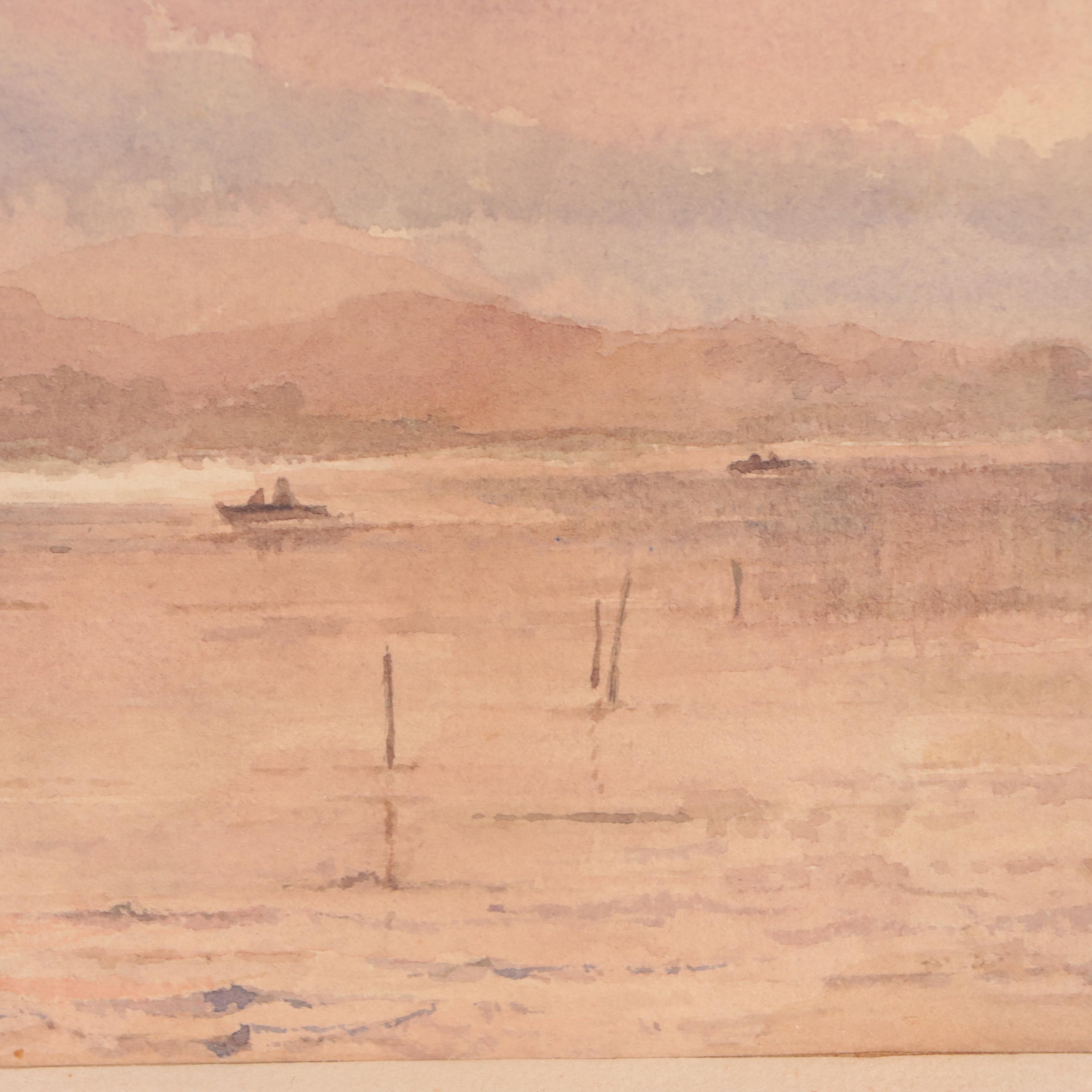 Lake Landscape Watercolor Painting