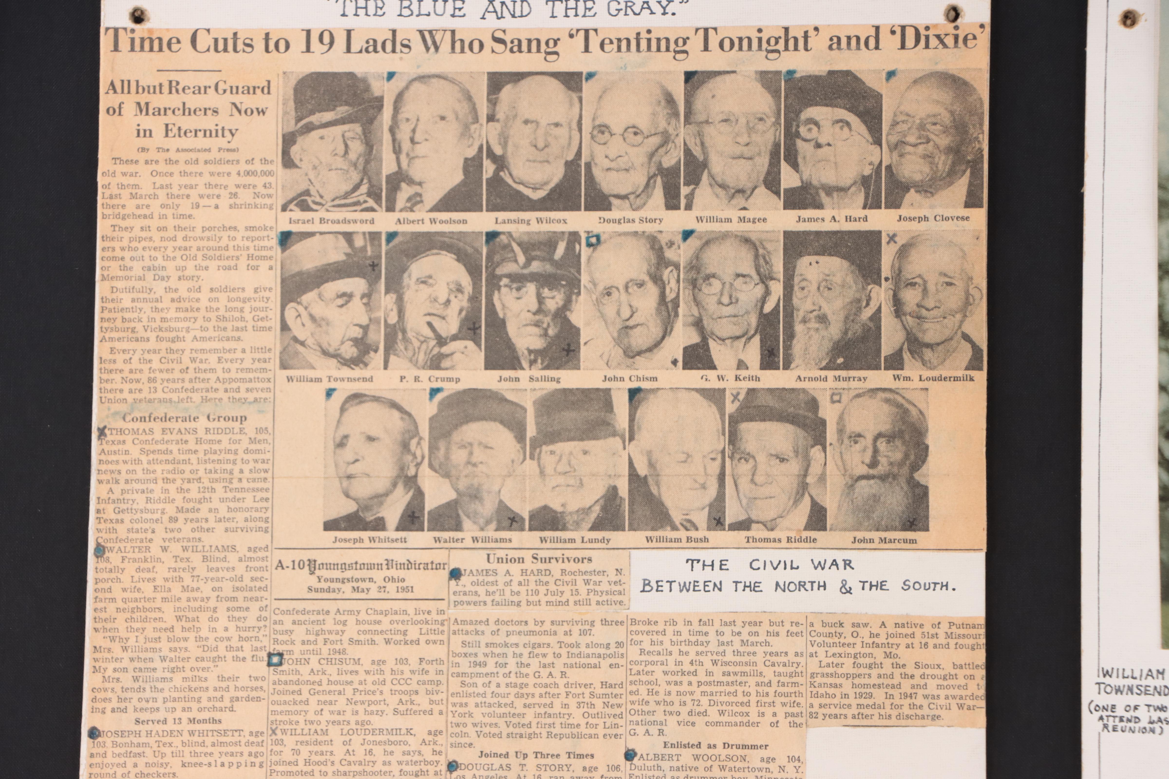 American Civil War Stamp Collection Display Featuring Veteran Ephemera