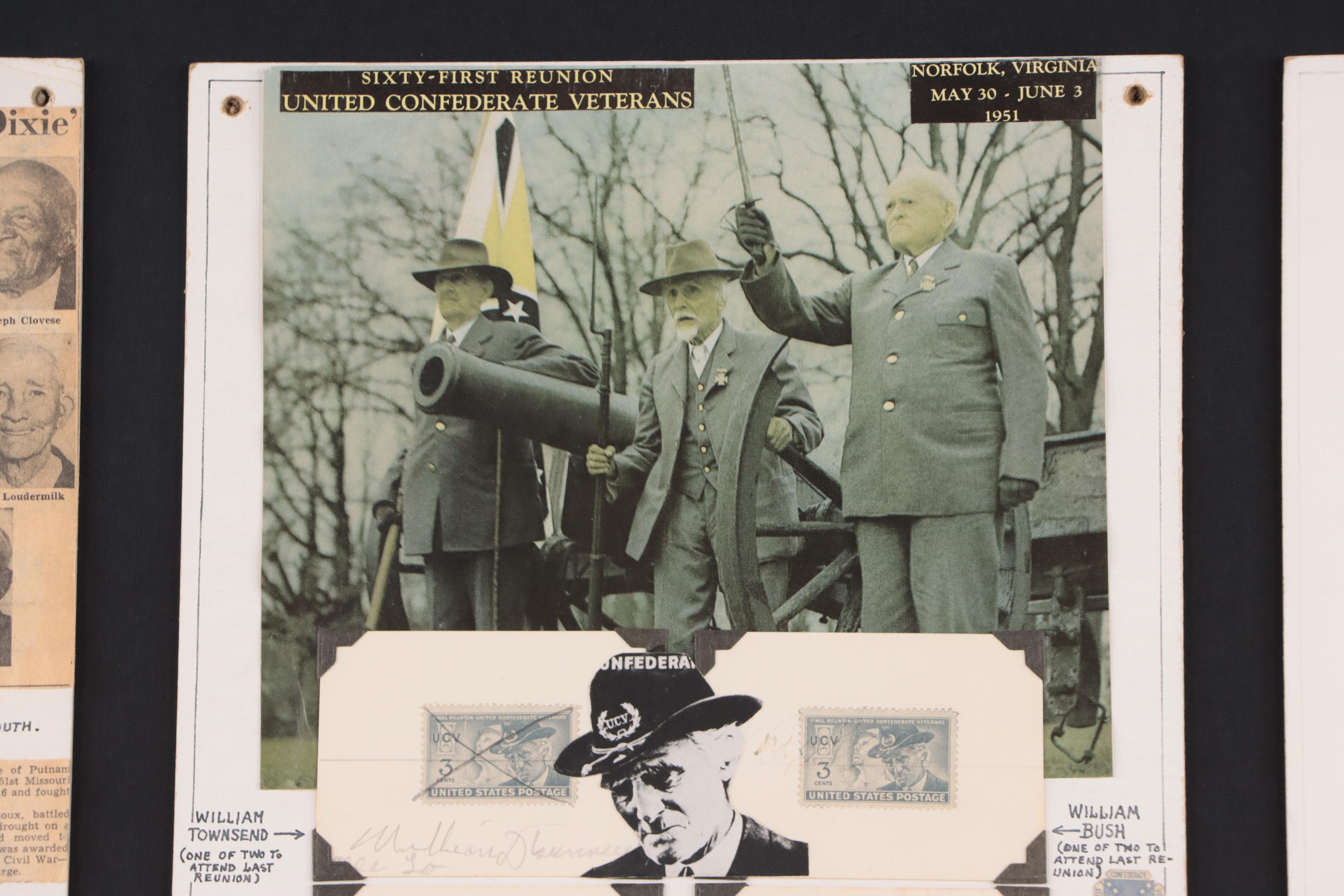 American Civil War Stamp Collection Display Featuring Veteran Ephemera