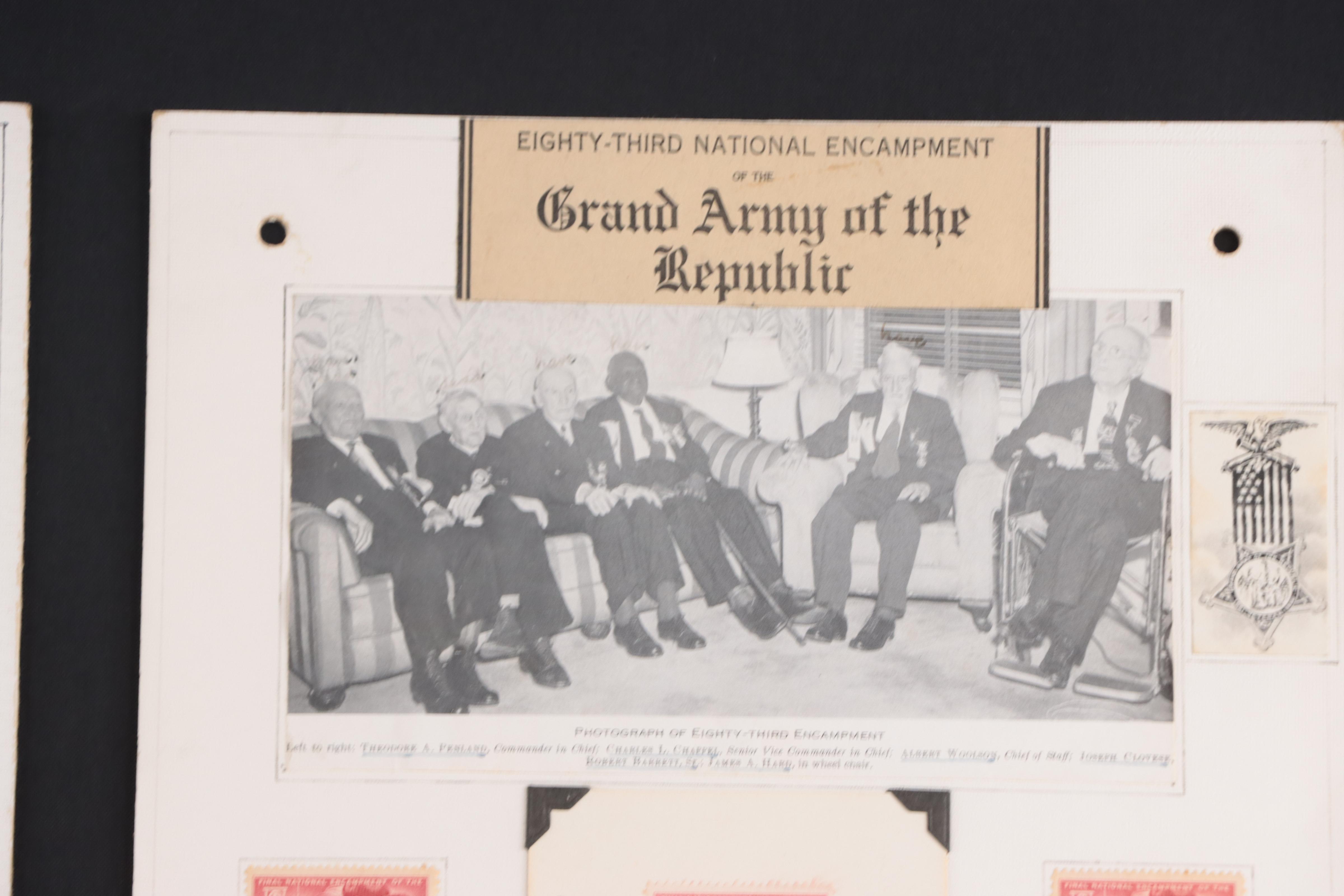 American Civil War Stamp Collection Display Featuring Veteran Ephemera