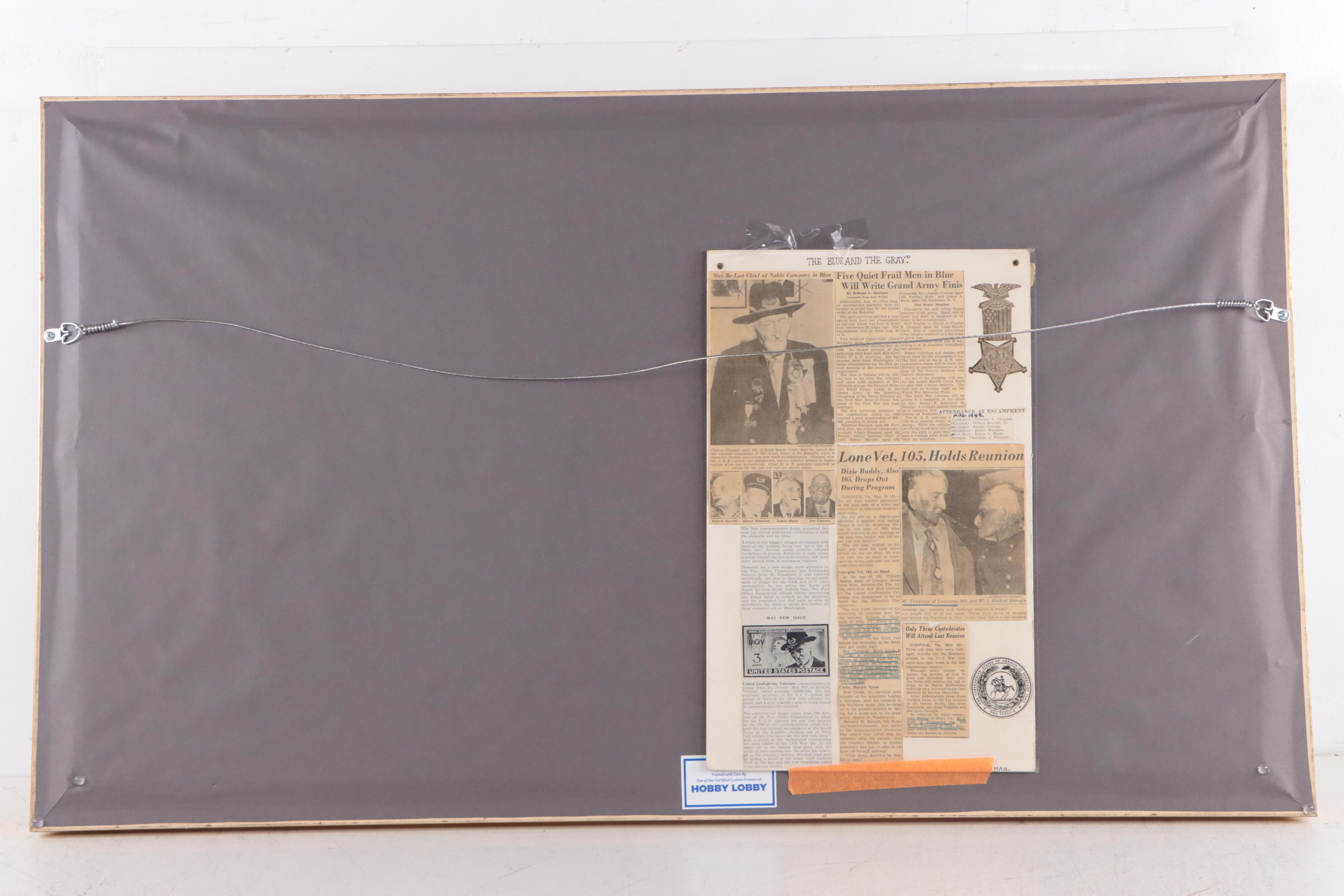 American Civil War Stamp Collection Display Featuring Veteran Ephemera