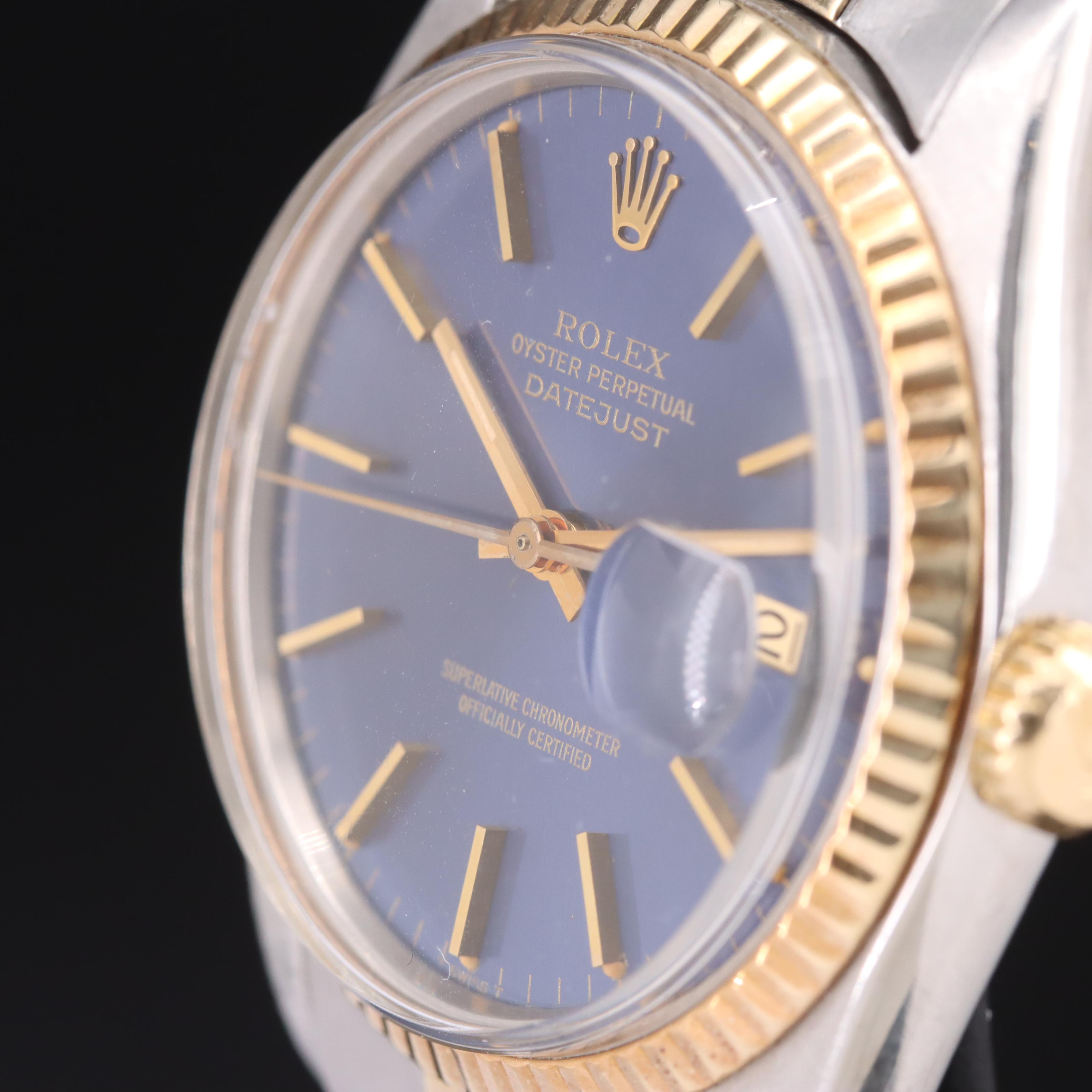 1977 Rolex Blue Dial Two-Tone Stainless Steel and 14K Datejust Watch