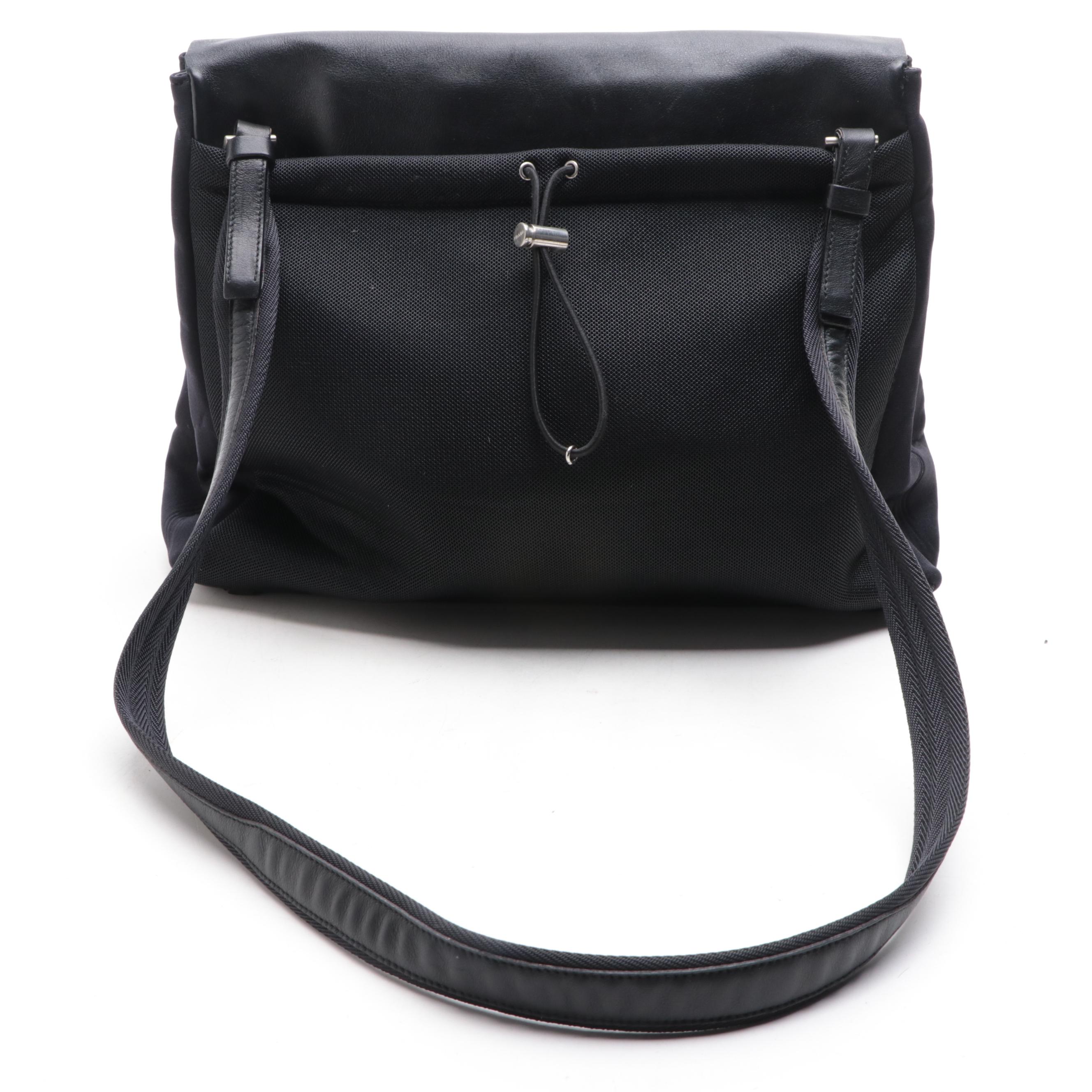 Prada Messenger Shoulder Bag in Black Leather and Nylon