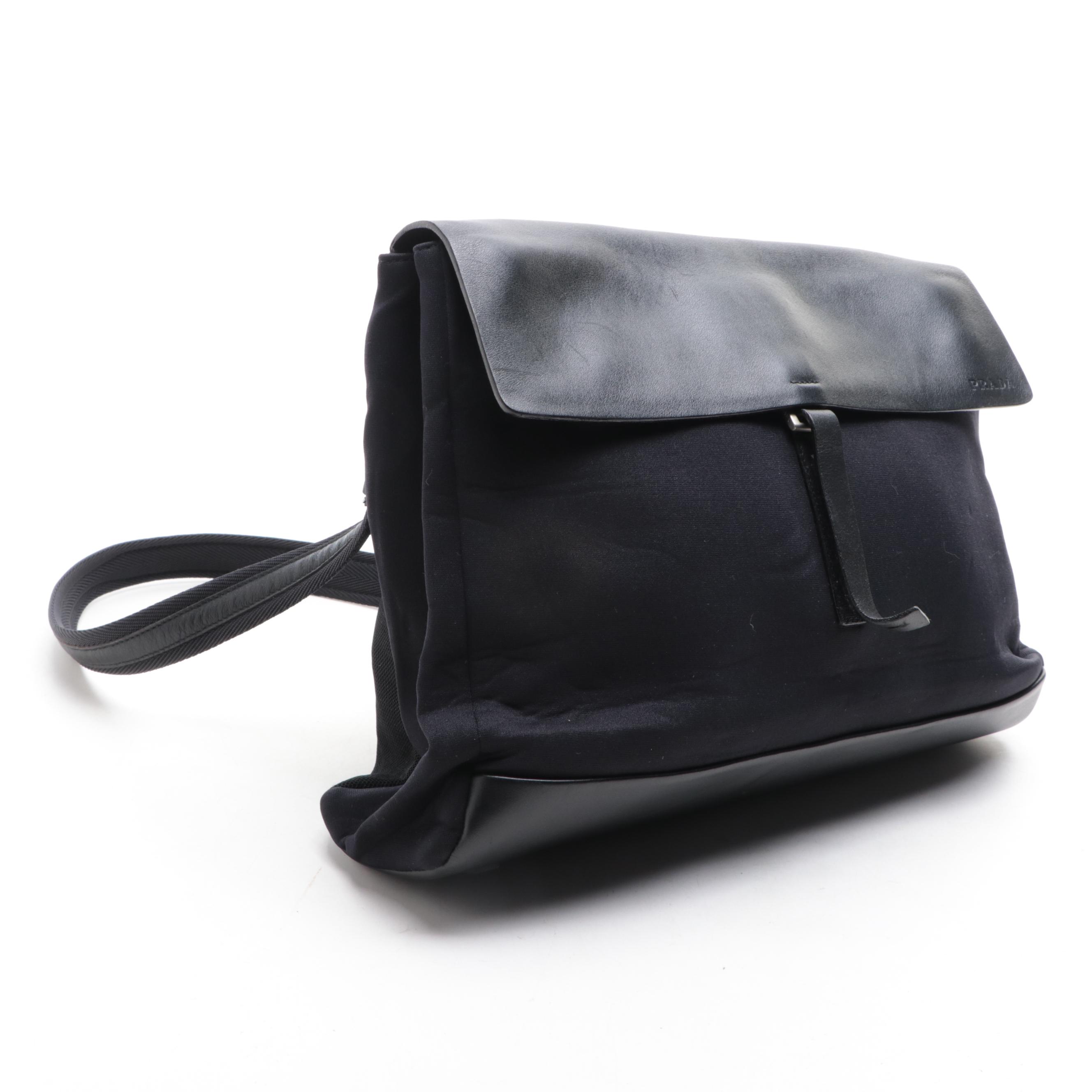 Prada Messenger Shoulder Bag in Black Leather and Nylon