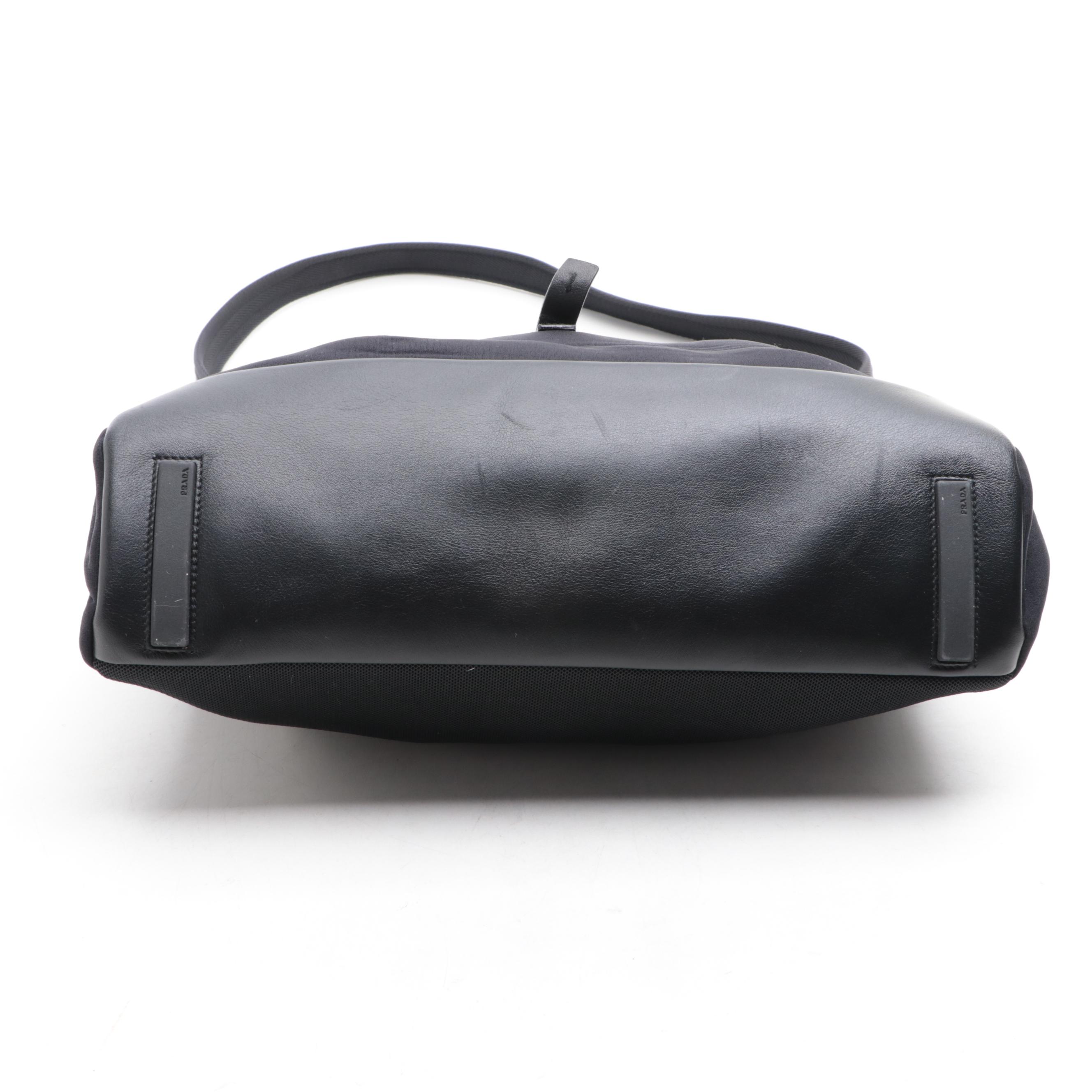 Prada Messenger Shoulder Bag in Black Leather and Nylon