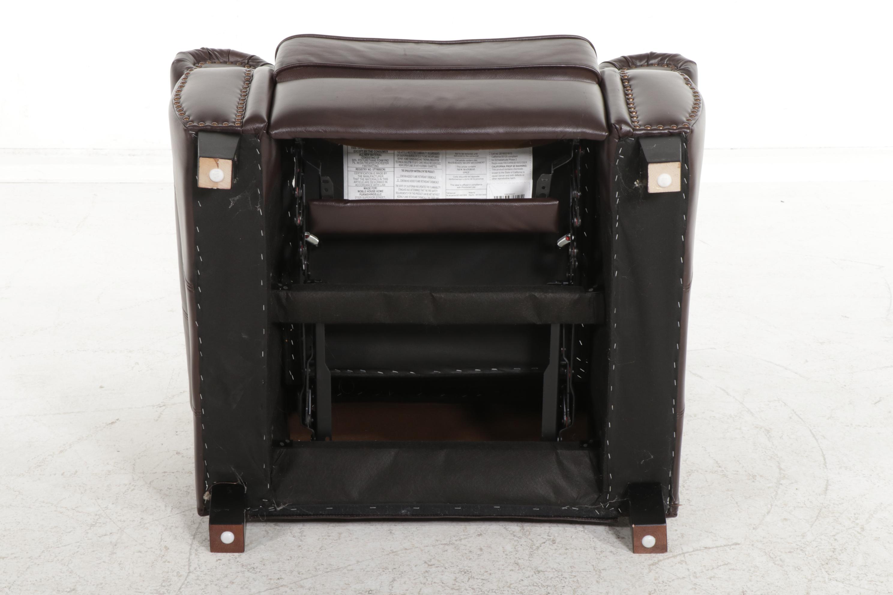 Noble House Faux Leather Push-Back Reclining Armchair