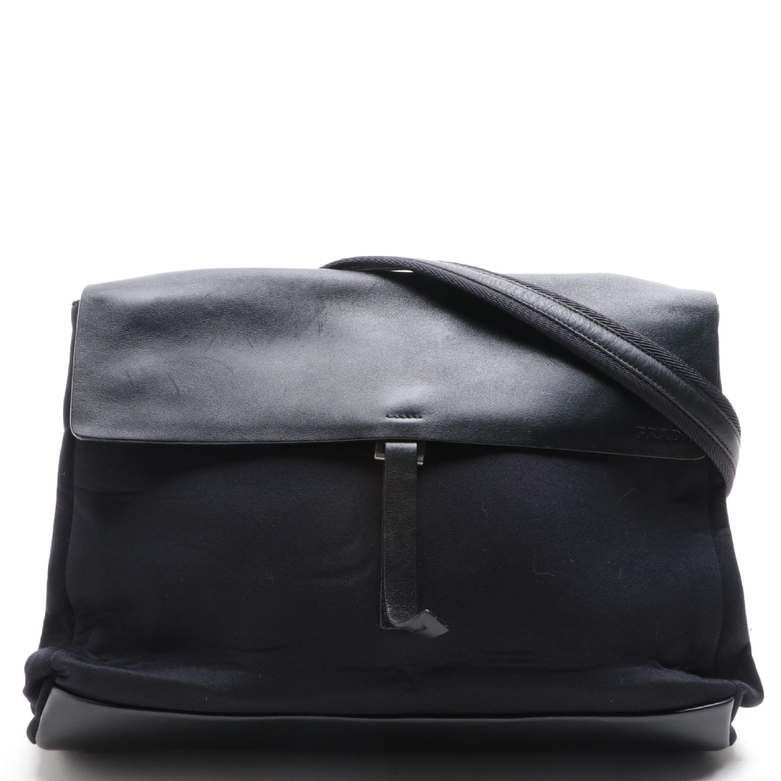Prada Messenger Shoulder Bag in Black Leather and Nylon