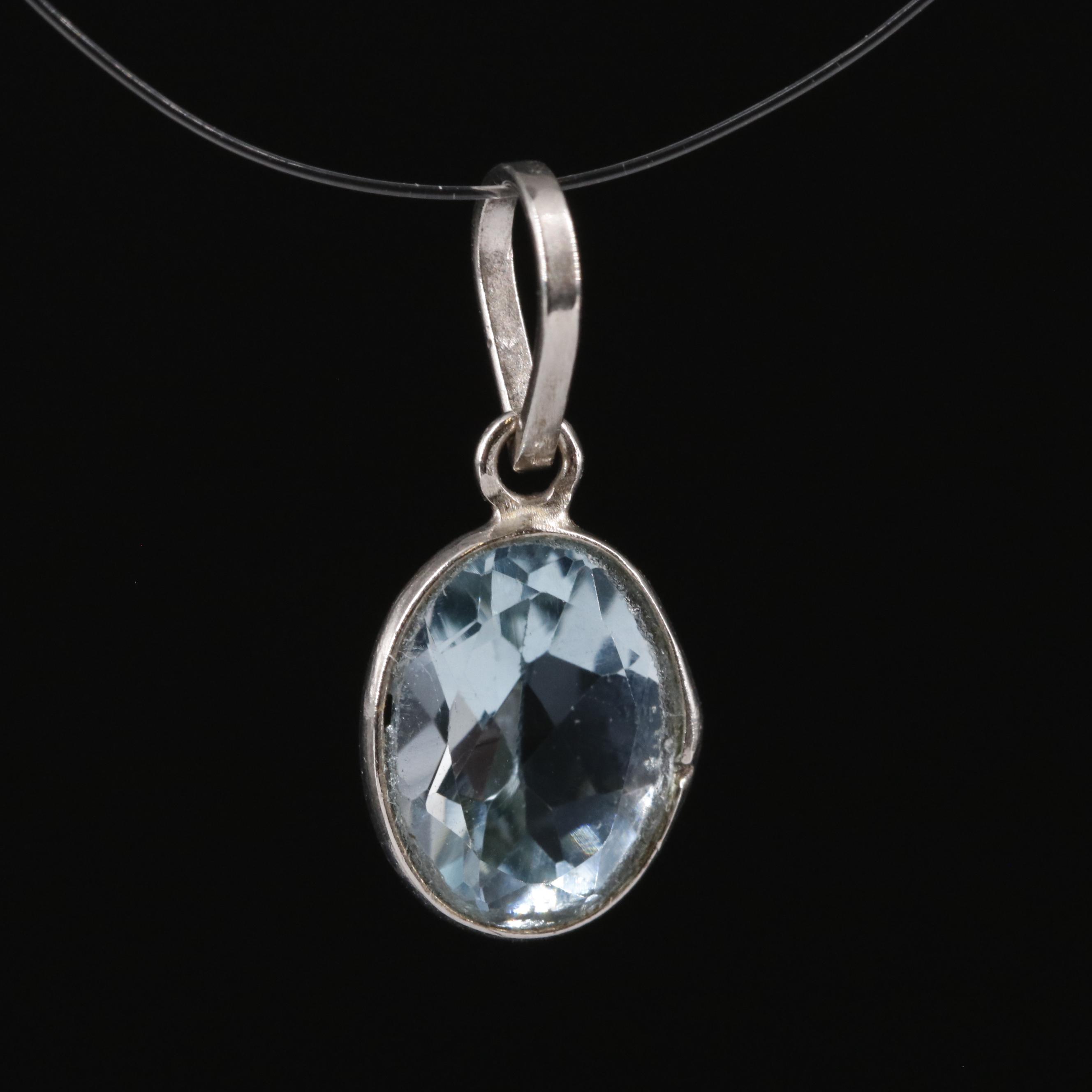 14K Blue Topaz Pendant