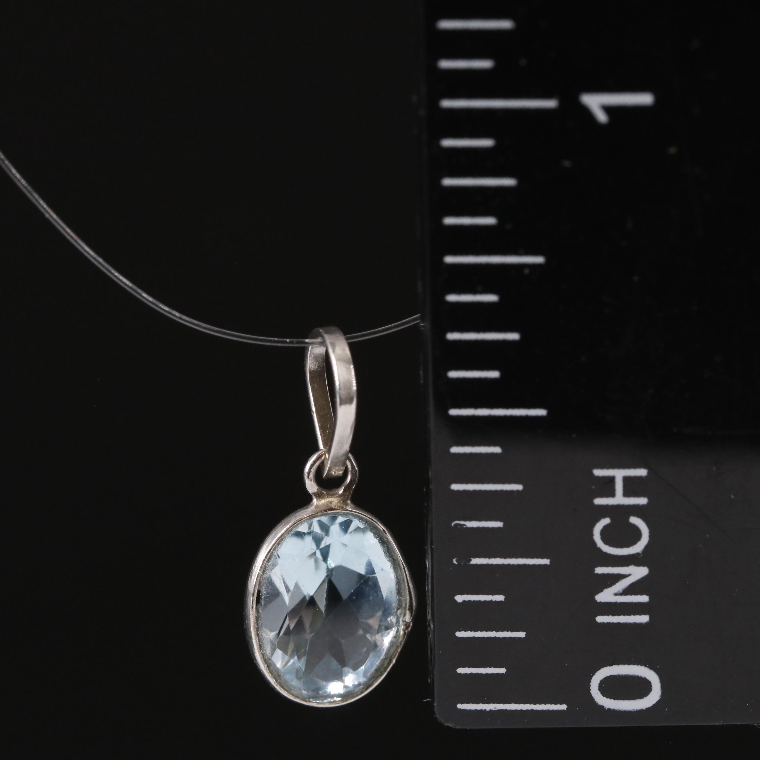 14K Blue Topaz Pendant