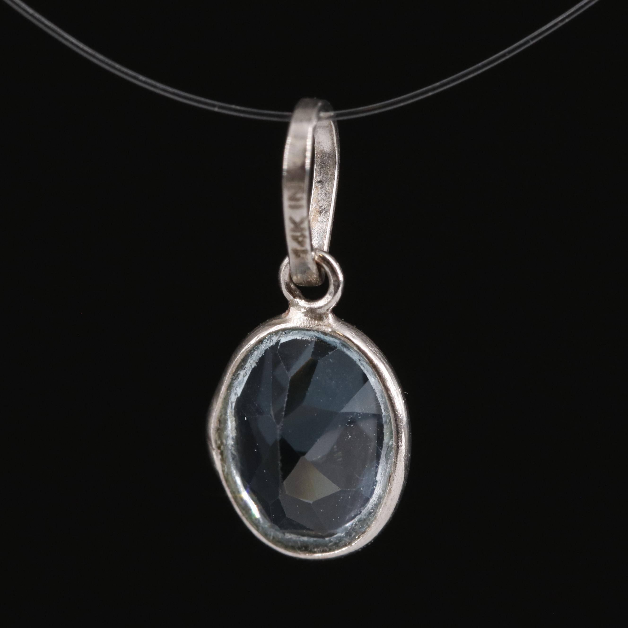 14K Blue Topaz Pendant