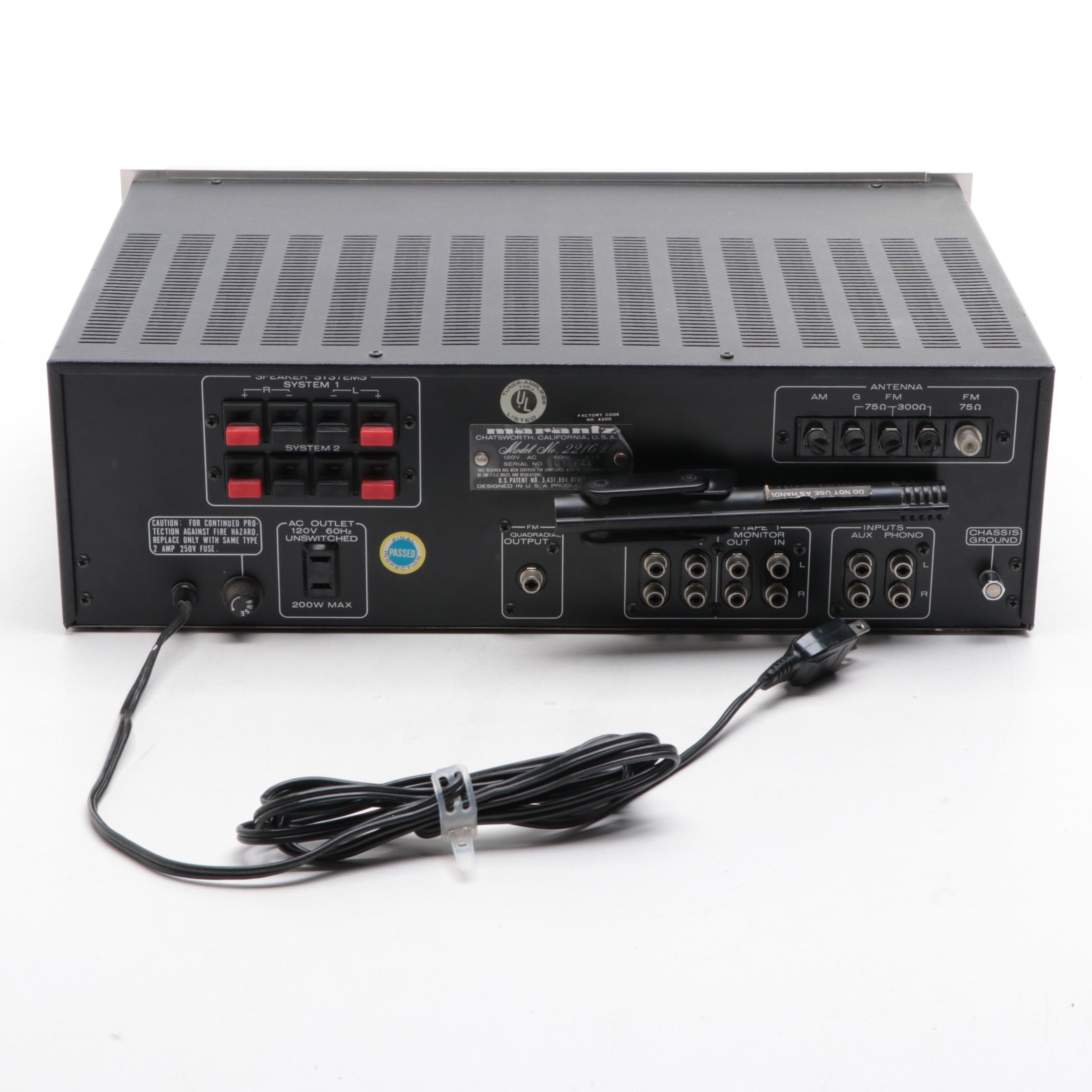 Marantz Model 2216 B Silver Face Stereophonic Receiver, Circa 1980
