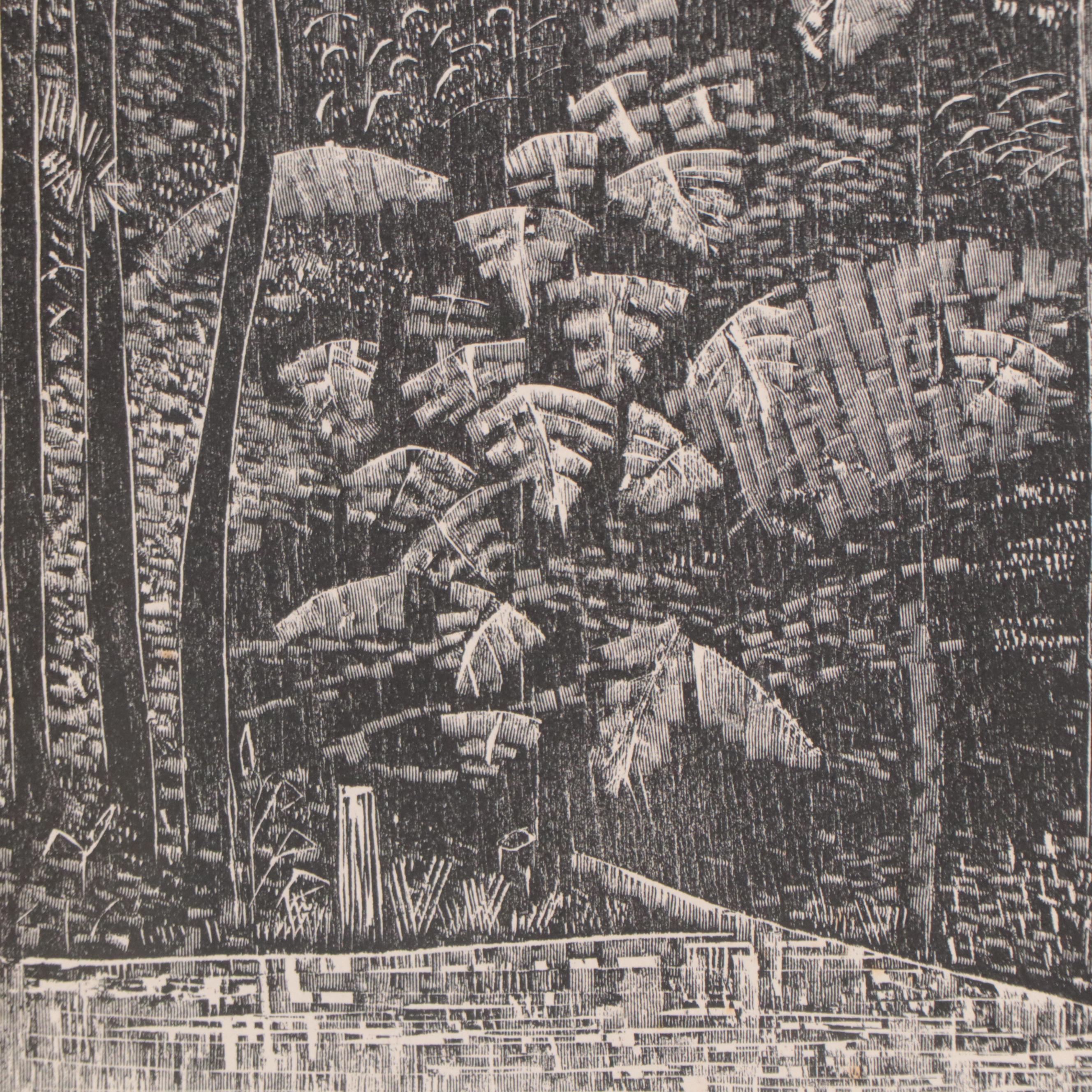 Myrna Báez Wood Engraving "El Yunque"