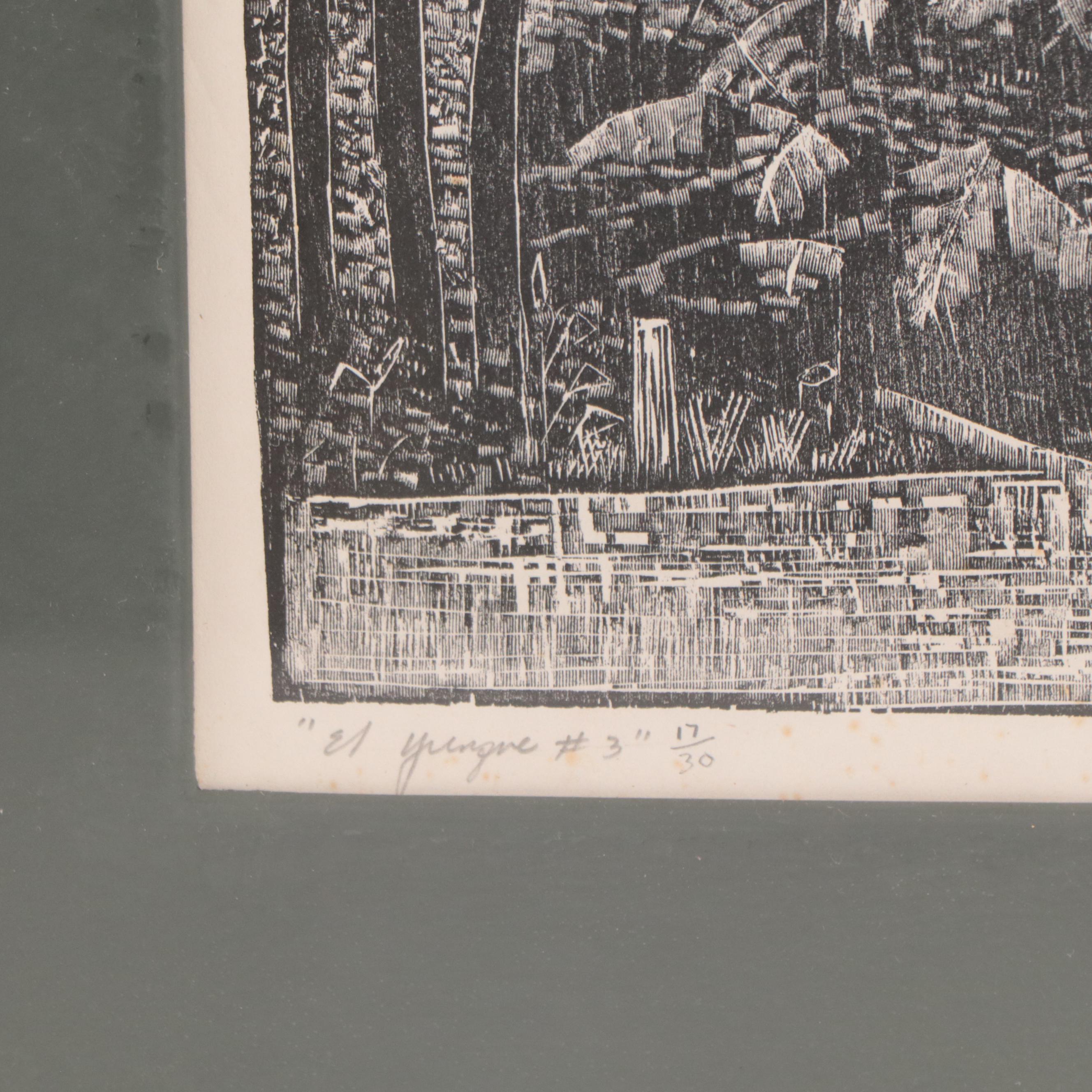 Myrna Báez Wood Engraving "El Yunque"