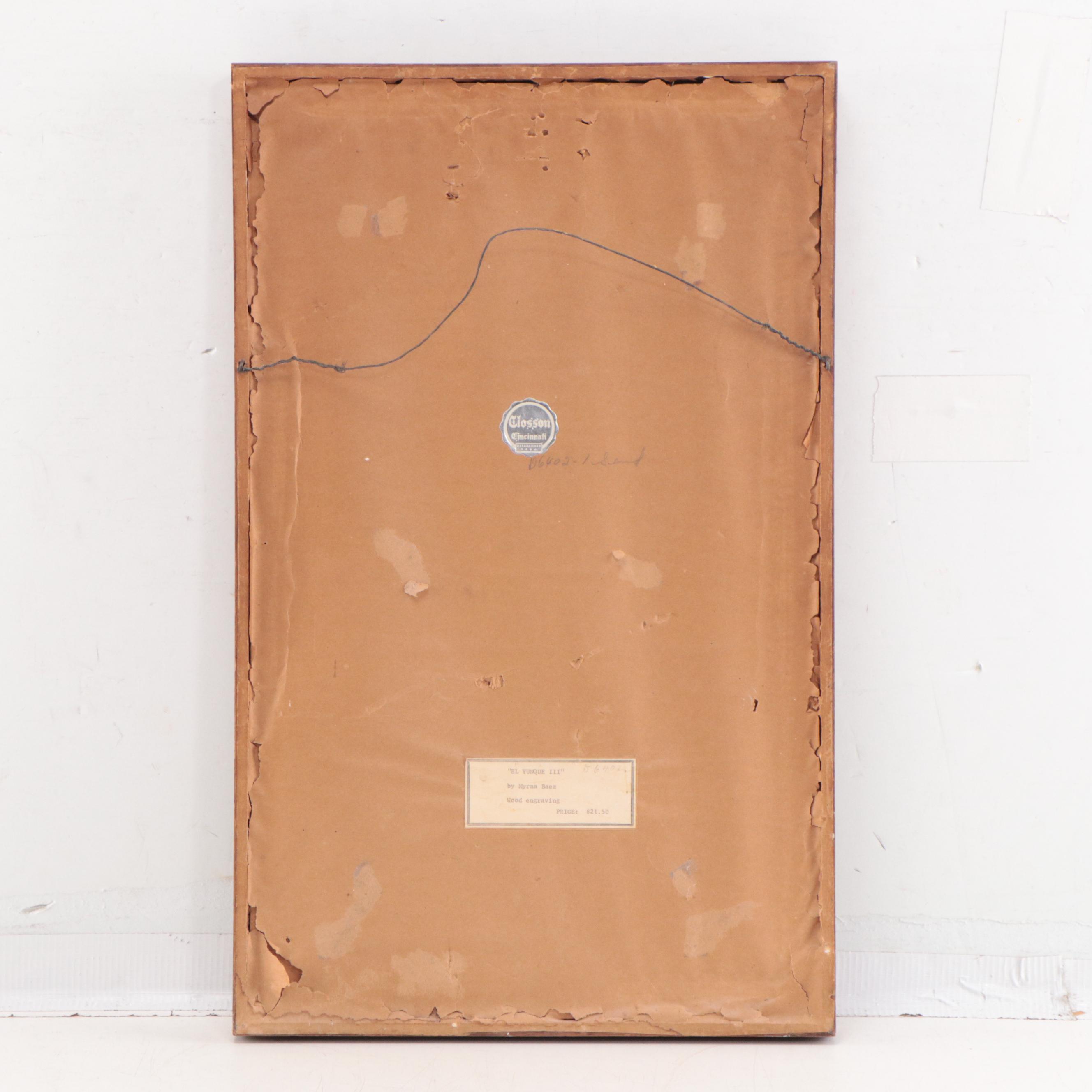 Myrna Báez Wood Engraving "El Yunque"