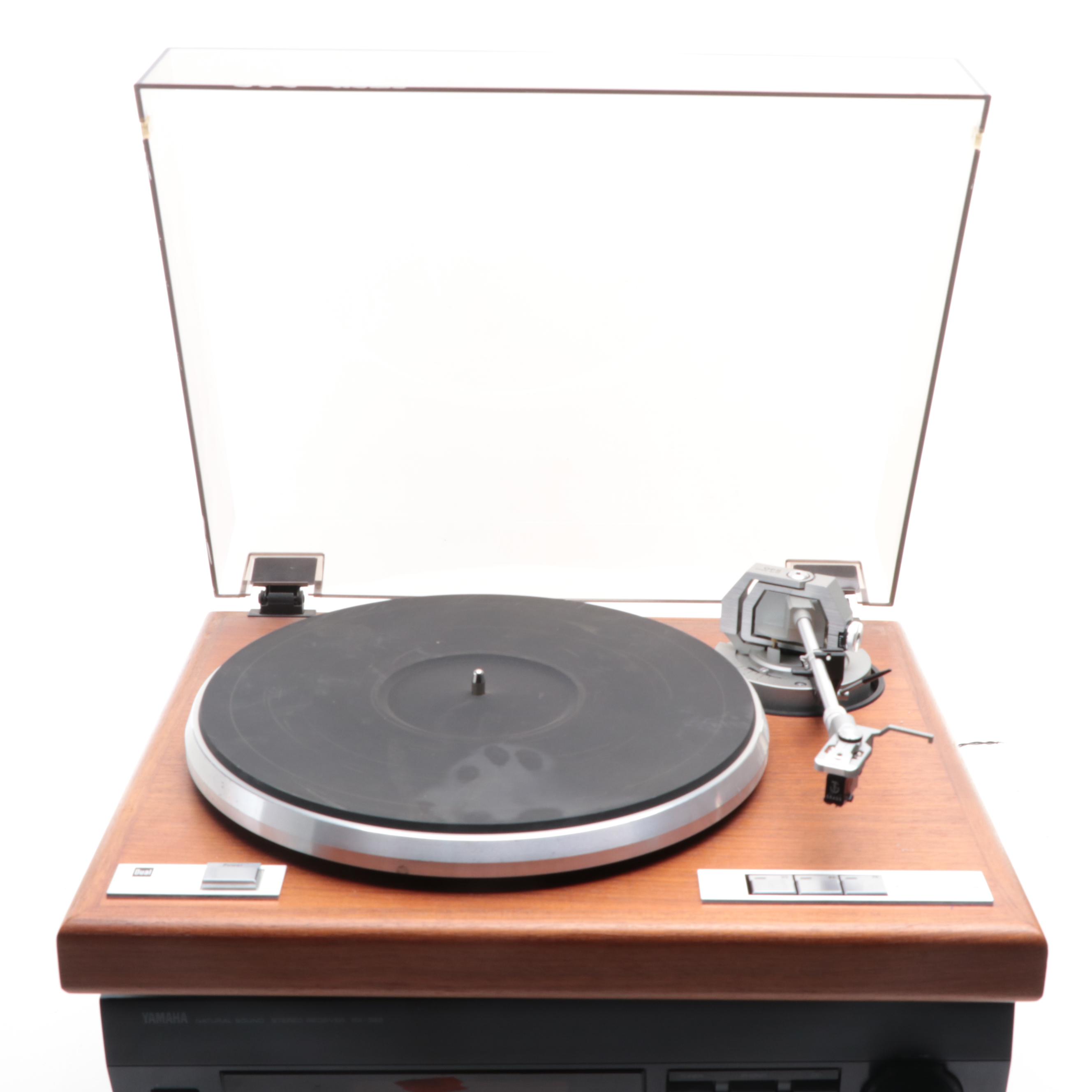 Sony CD Changer, Yamaha Receiver, and Dual Turntable