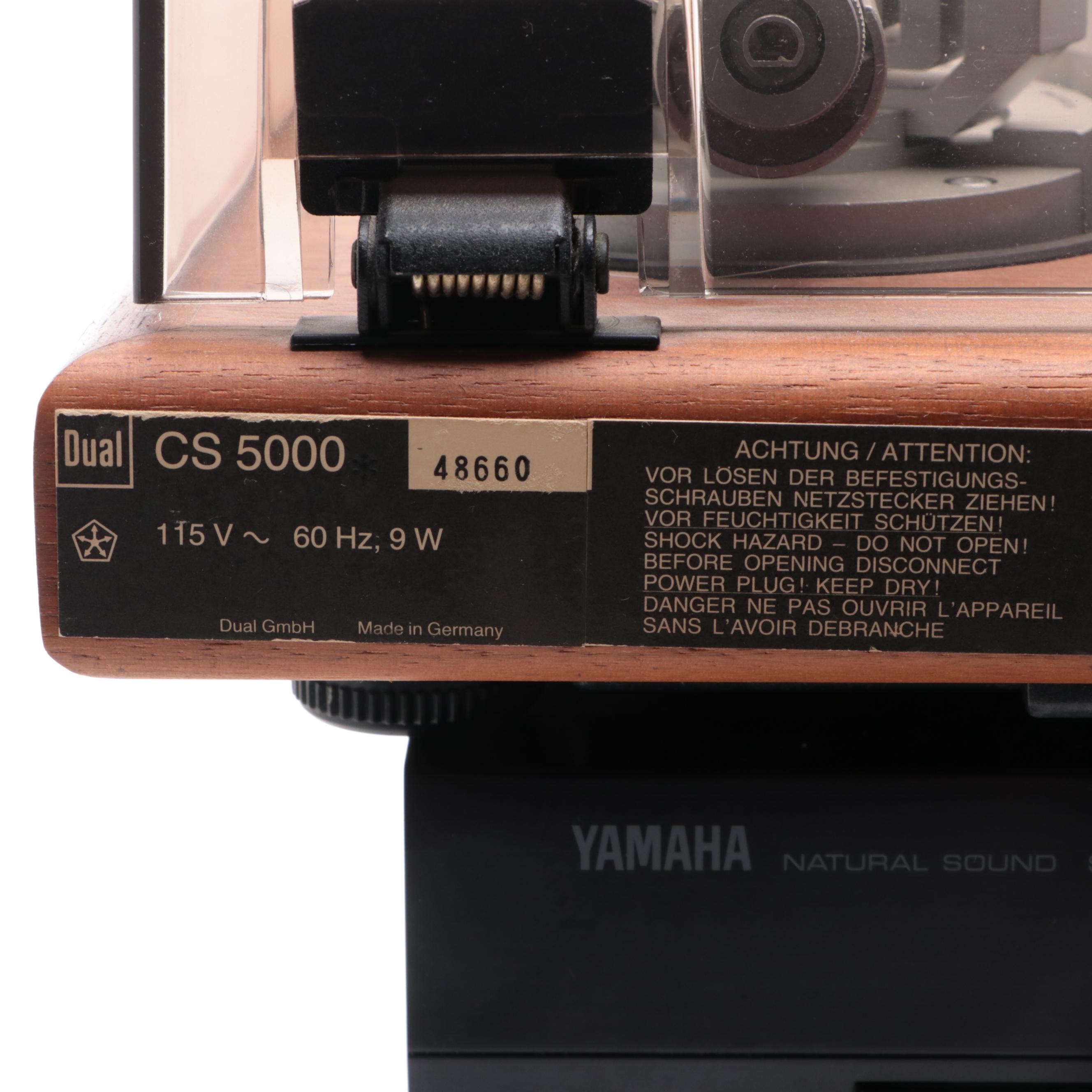 Sony CD Changer, Yamaha Receiver, and Dual Turntable