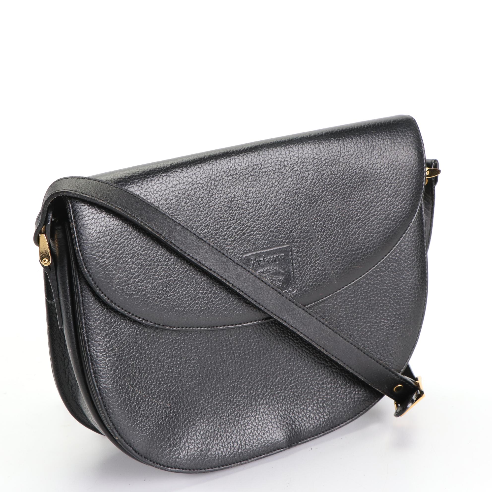 Burberry Pebbled Leather Flap Shoulder Bag