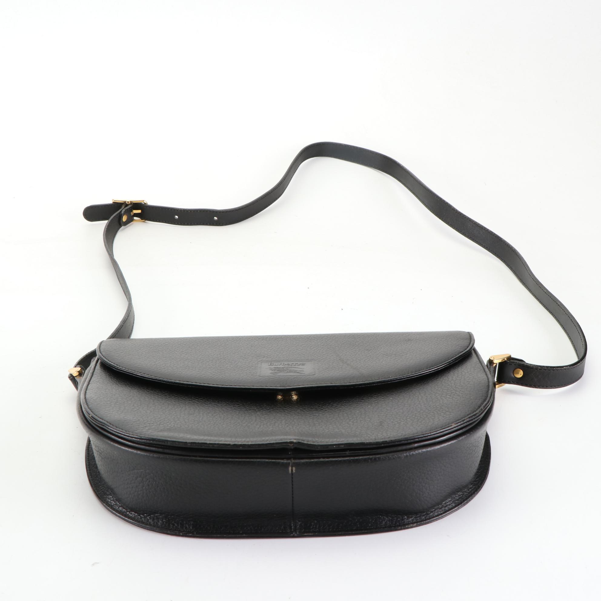 Burberry Pebbled Leather Flap Shoulder Bag