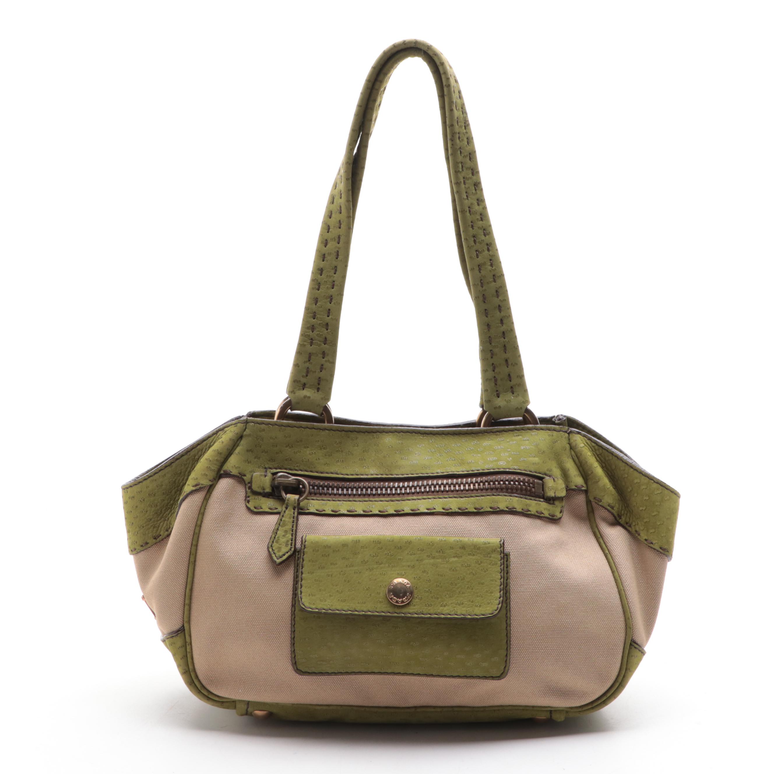 Prada Canvas and Leather Shoulder Bag